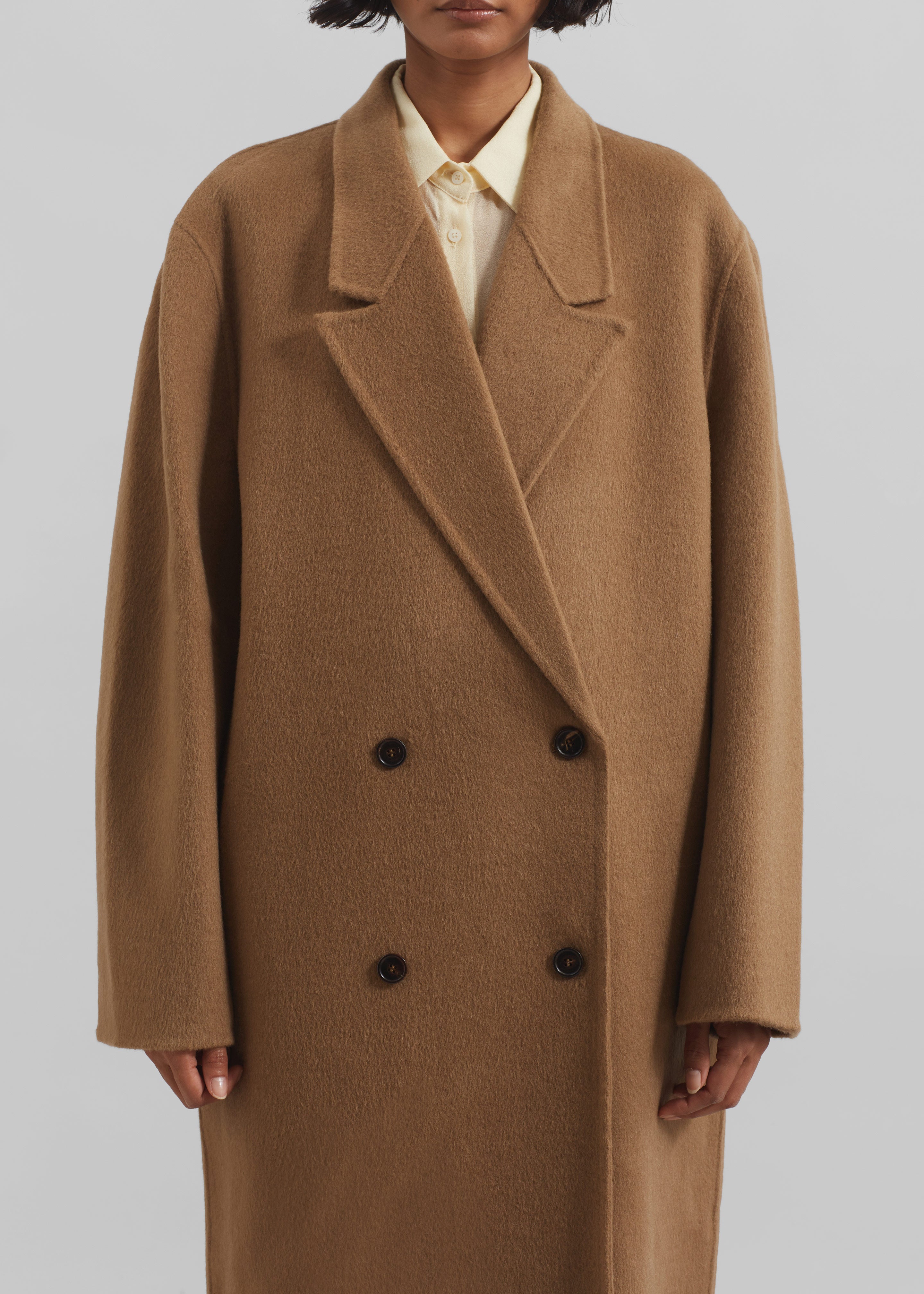 Veonce Oversized Wool Coat - Camel - 7