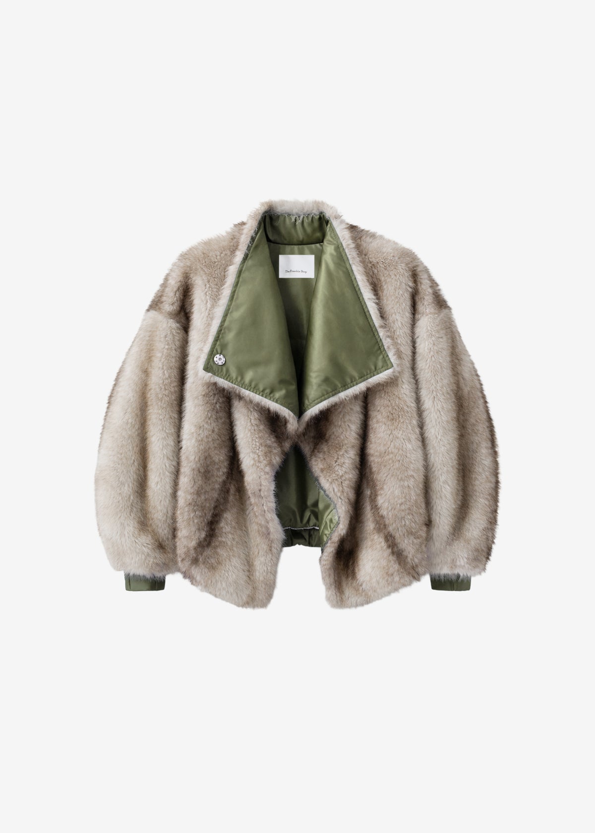 Vera Faux Fur Reversible Short Coat - Beige/Green