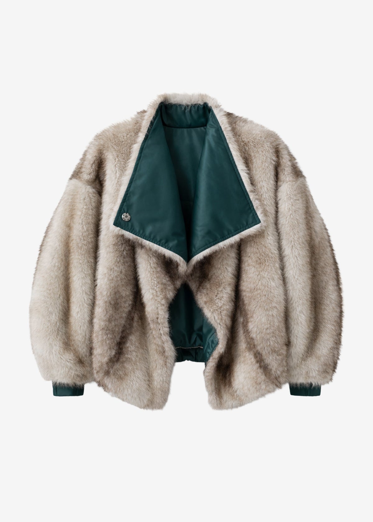 Vera Faux Fur Reversible Short Coat - Beige/Green - 6