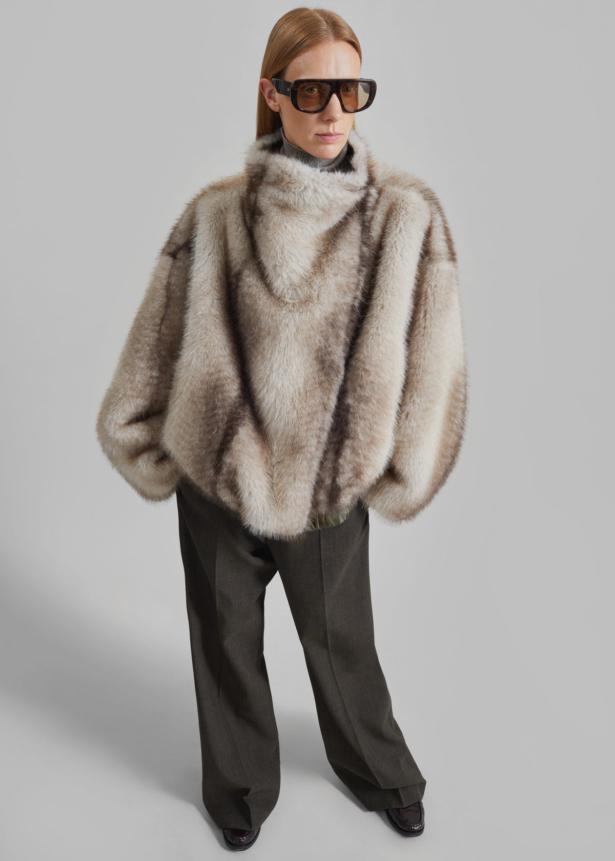 Shop the look image for Vera Faux Fur Reversible Short Coat - Beige/Green