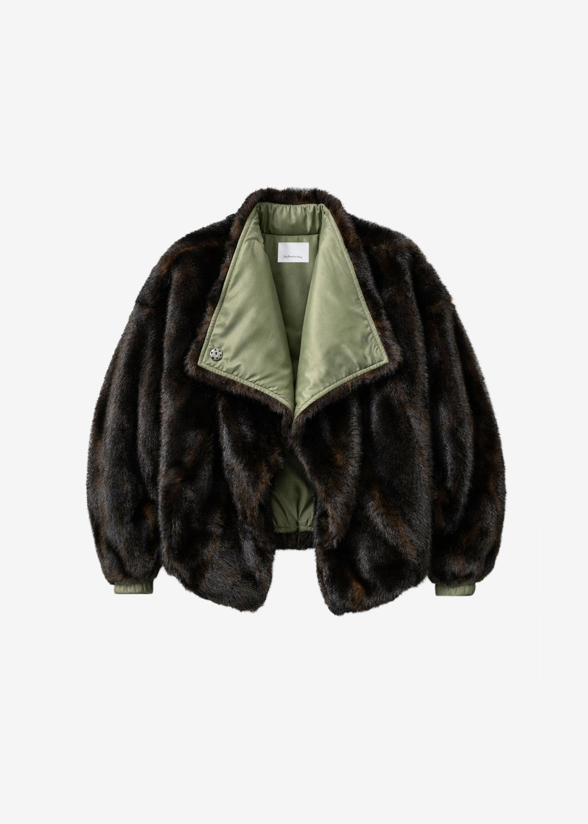 Vera Faux Fur Reversible Short Coat - Brown/Green - 7