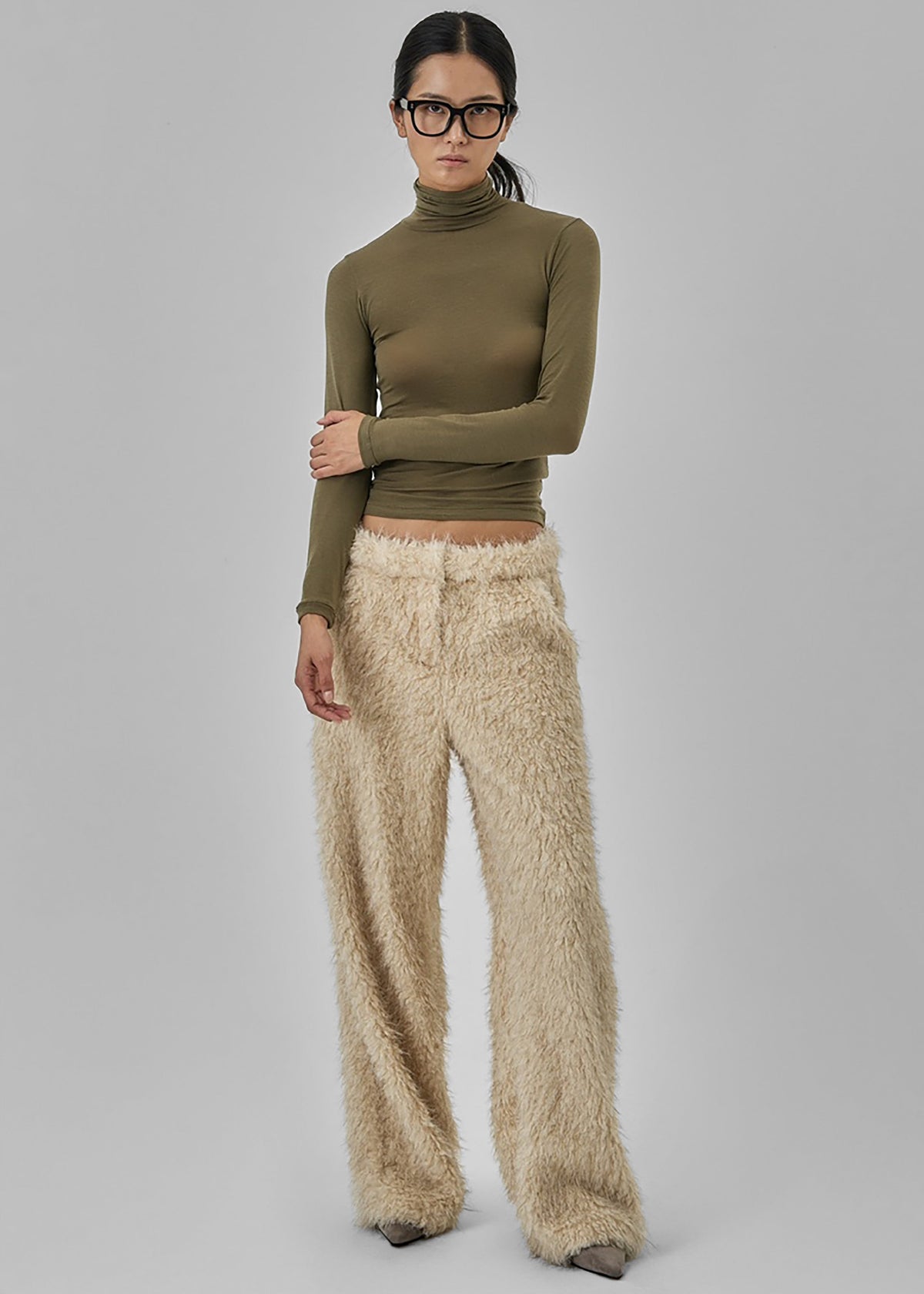 Verbie Furry Pants - Cream - 4