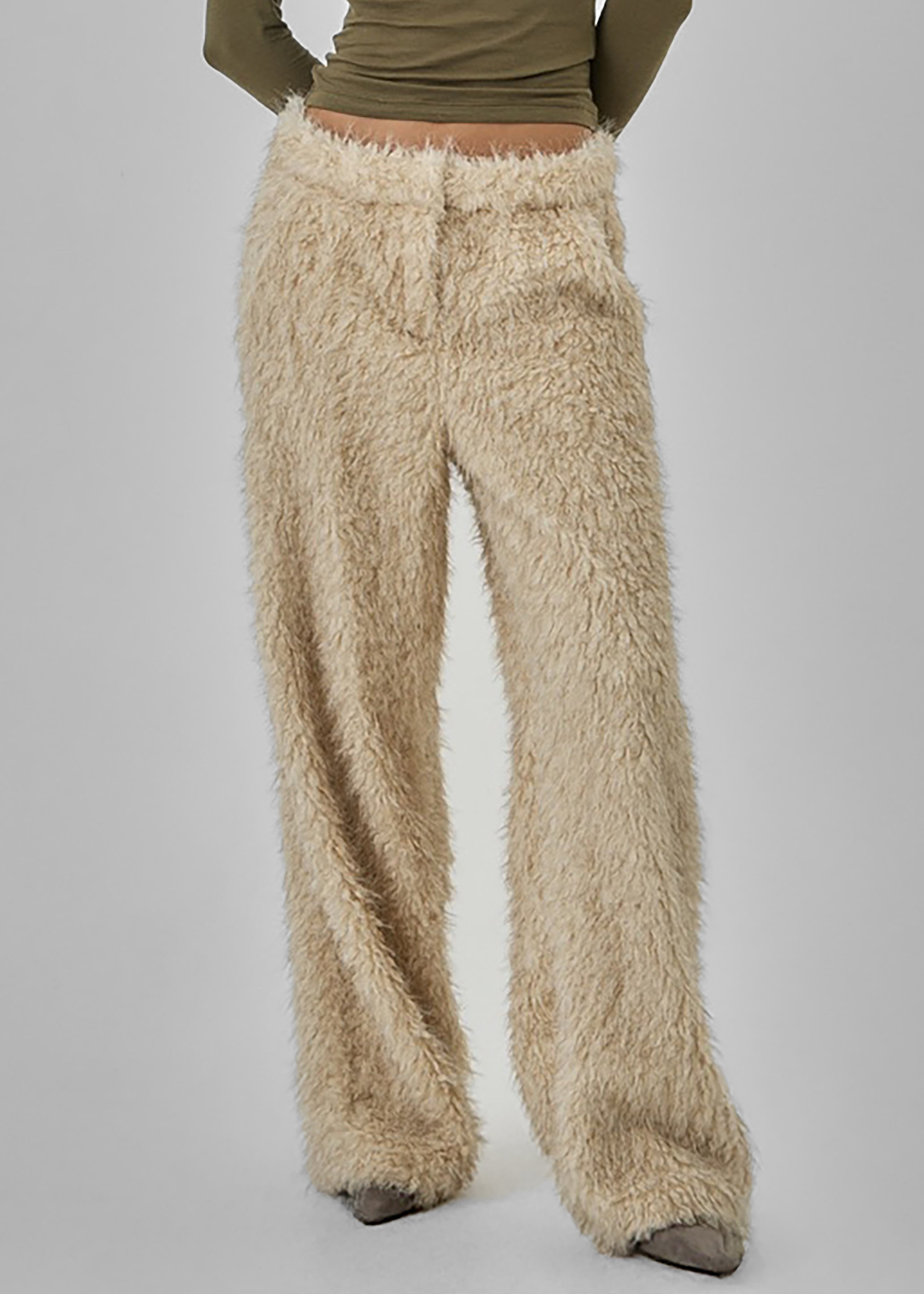 Verbie Furry Pants - Cream - 5