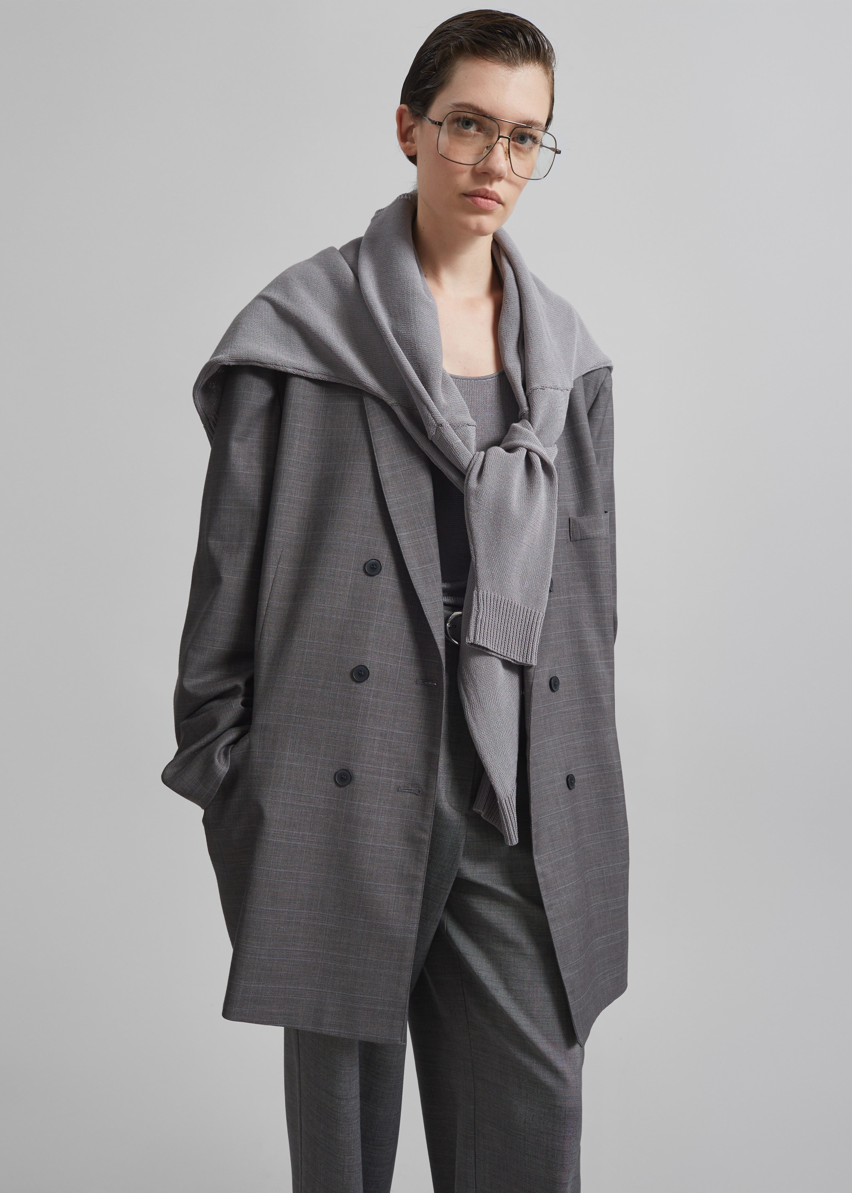 Verdat Oversized Blazer - Grey - 4