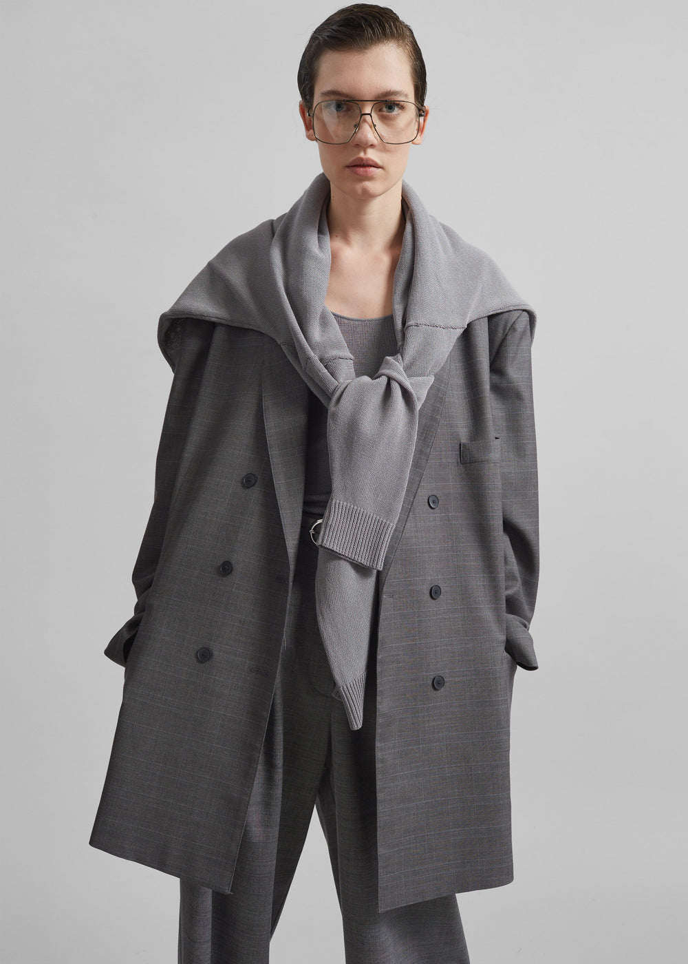 Verdat Oversized Blazer - Grey - 1