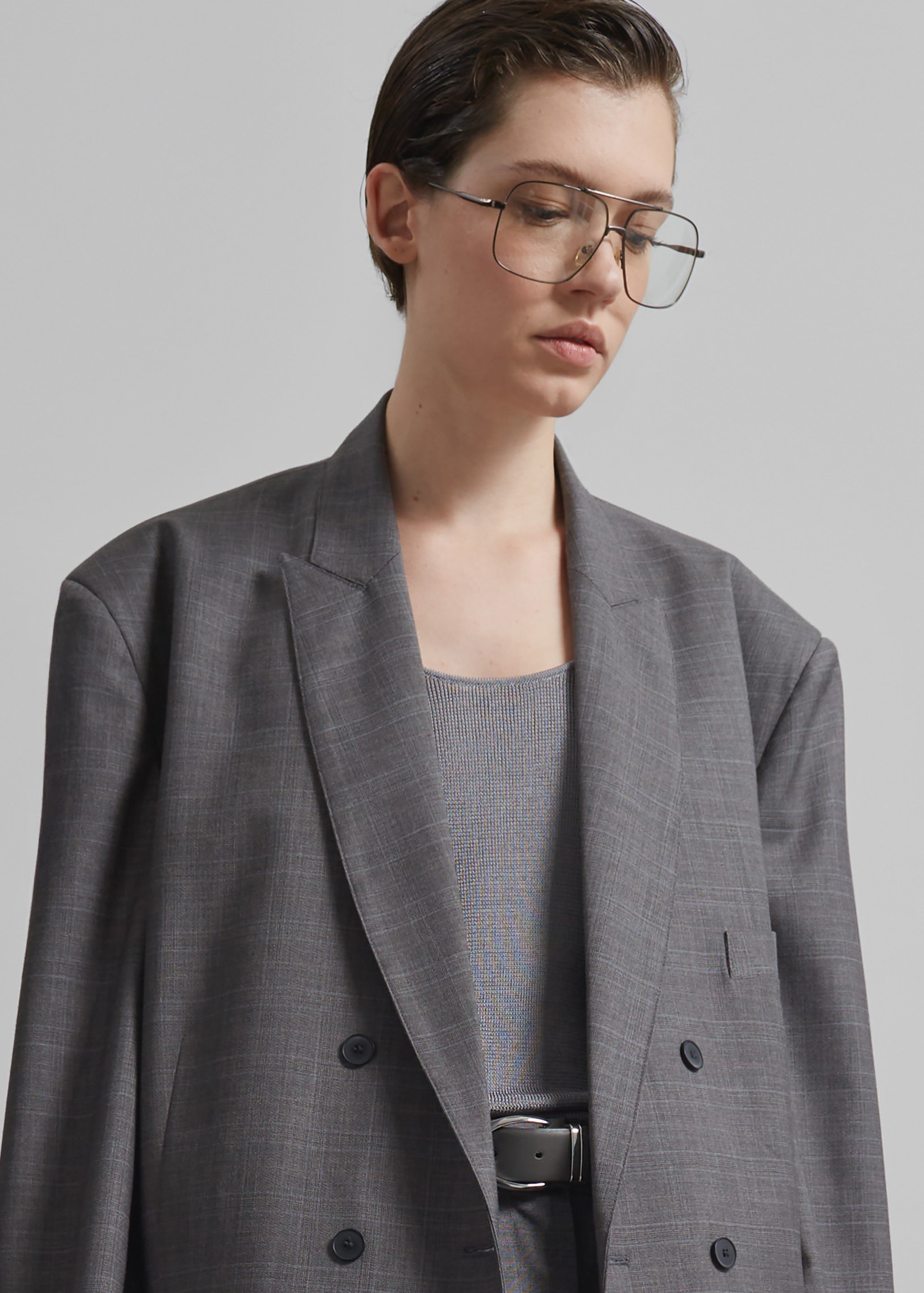 Verdat Oversized Blazer - Grey - 8