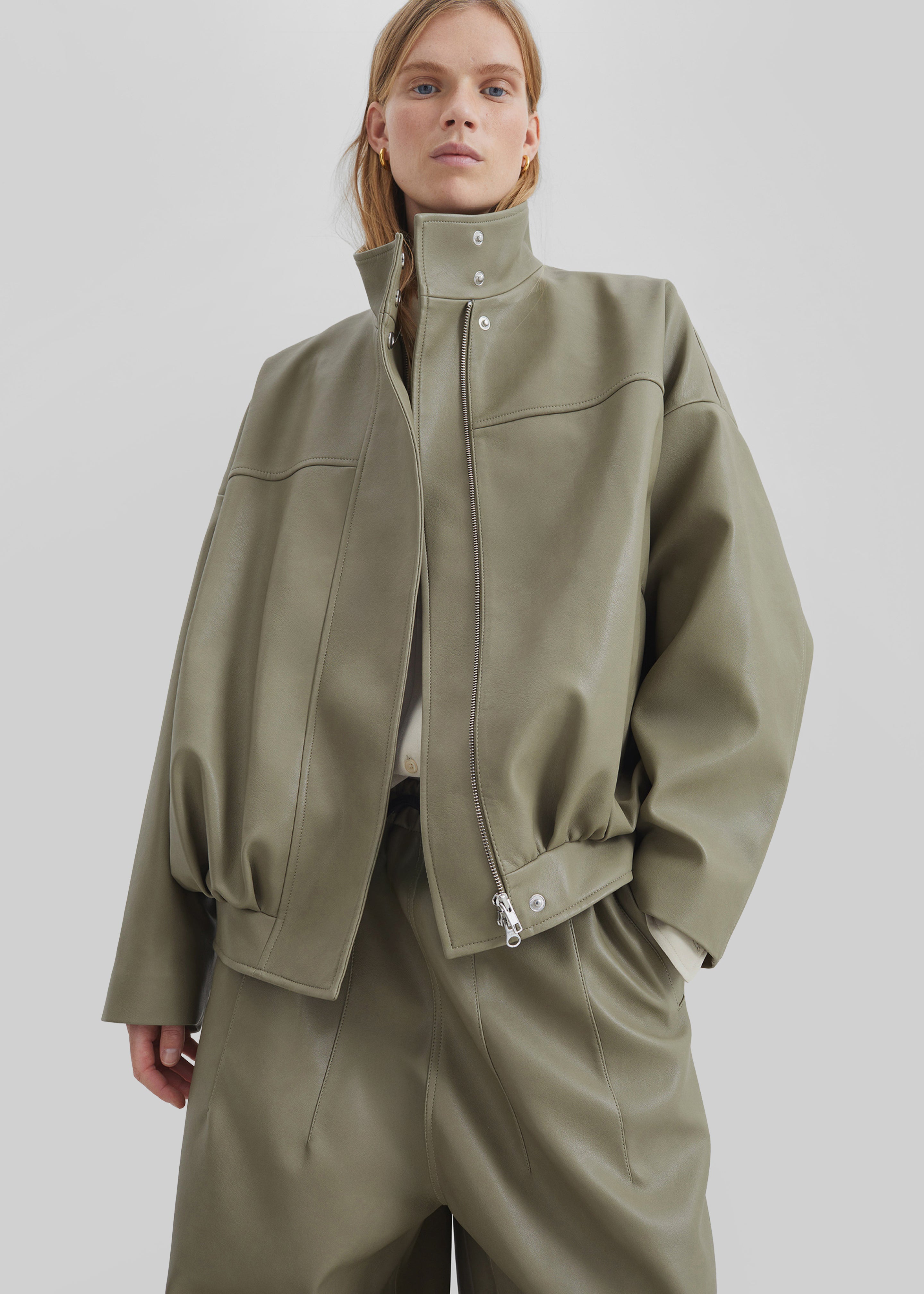 Veren Faux Leather Bomber Jacket - Sage – The Frankie Shop Europe