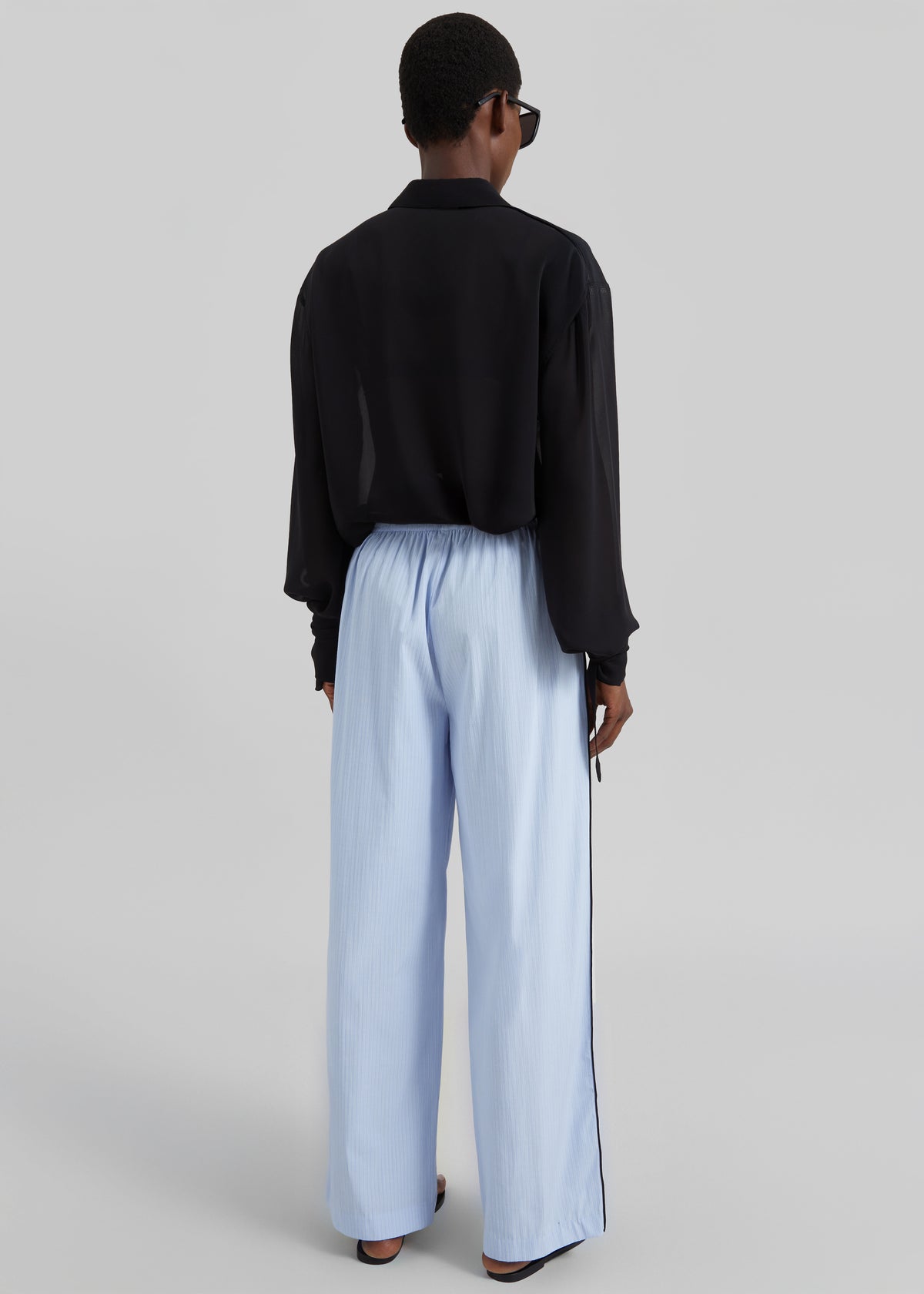 Verlin Sheer Chiffon Tie Cuff Shirt - Black - 9