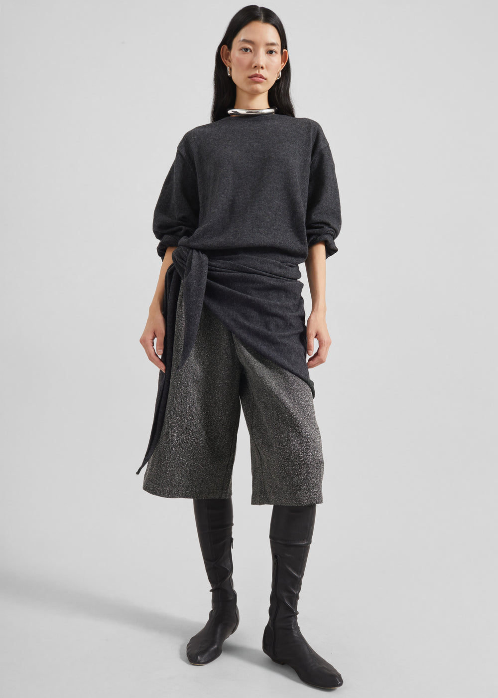 Vermont Scarf Sweater - Charcoal