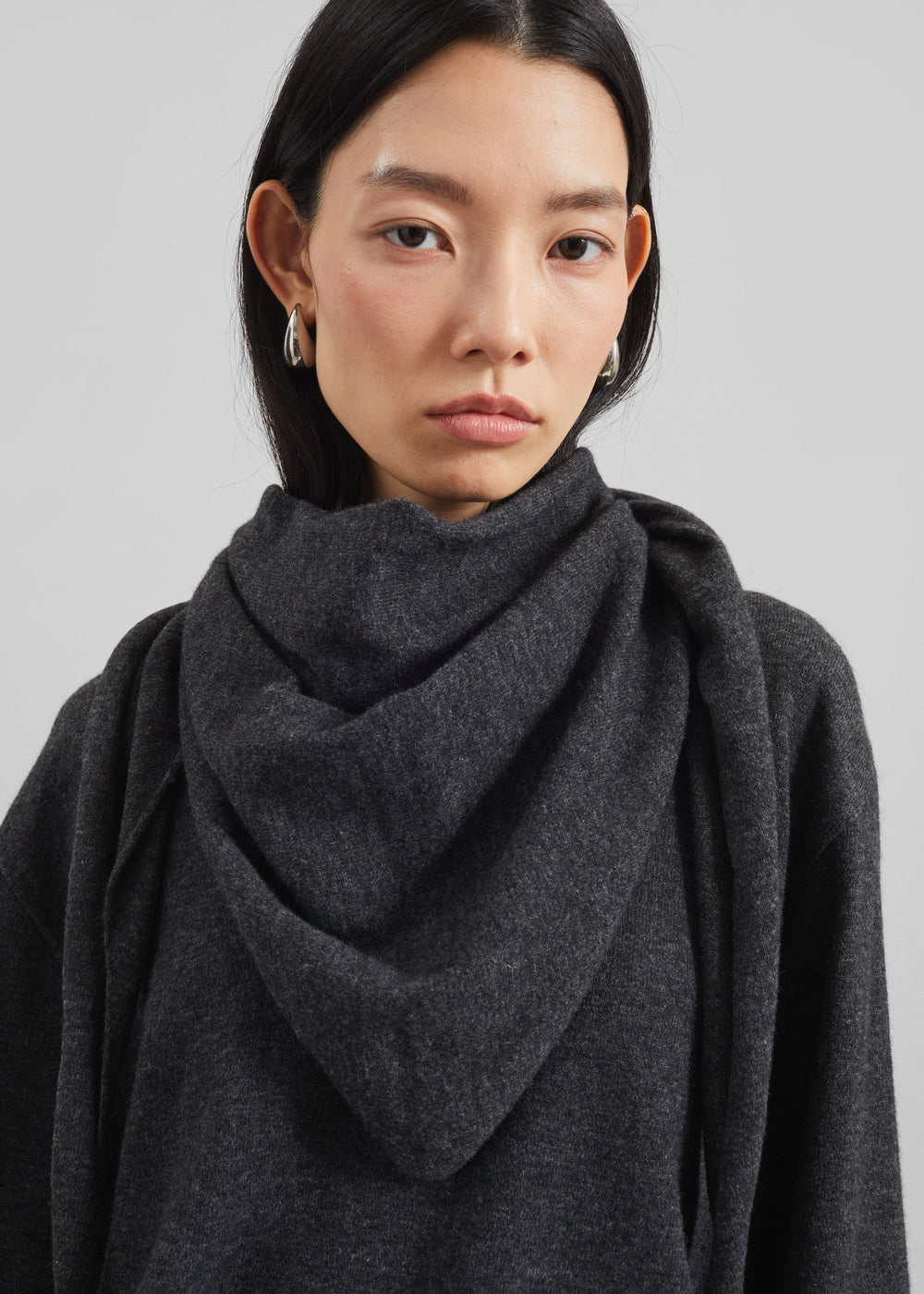 Vermont Scarf Sweater - Charcoal - 1