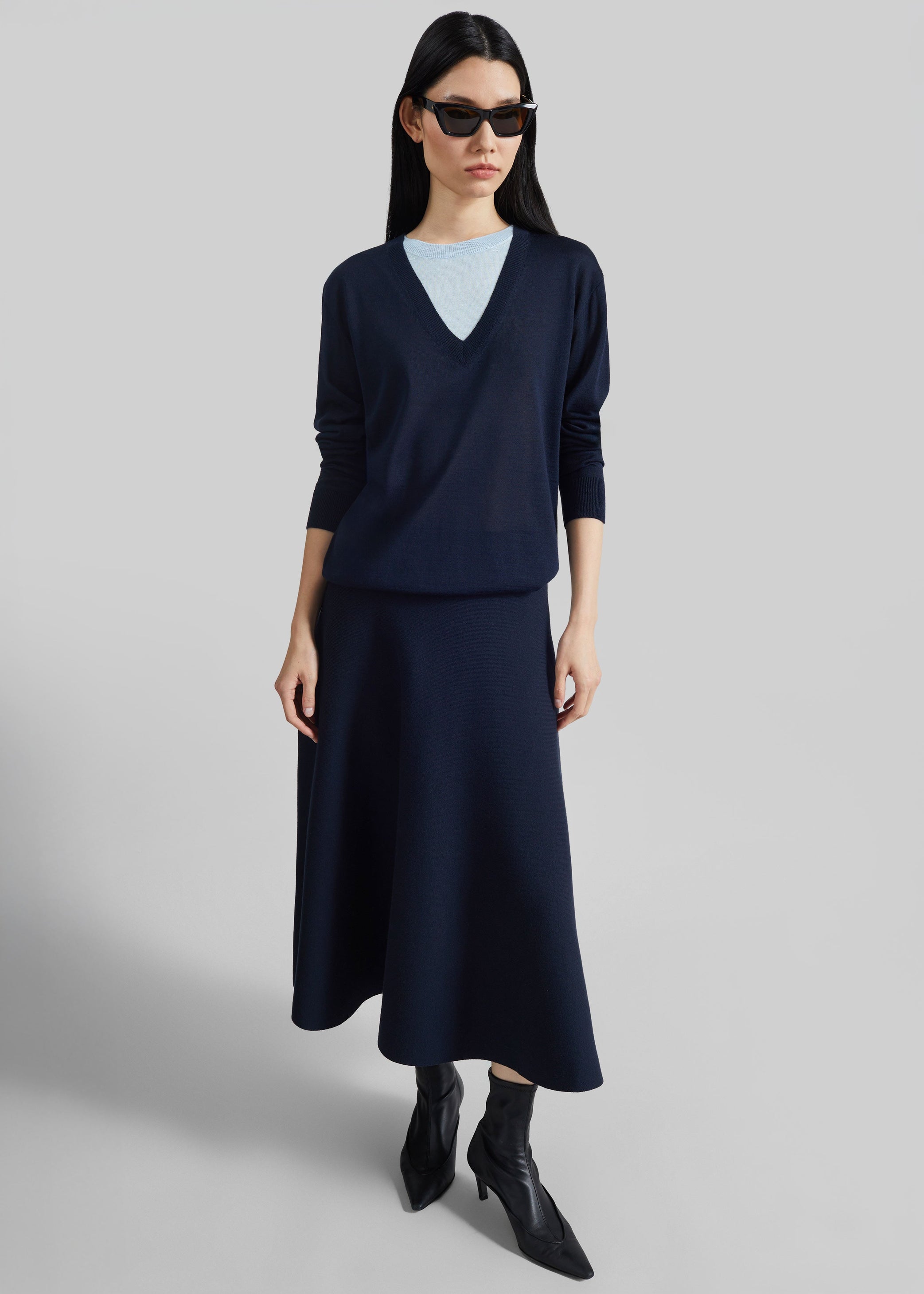 Shop the look image for Vernon Layered Knit Pullover - Navy