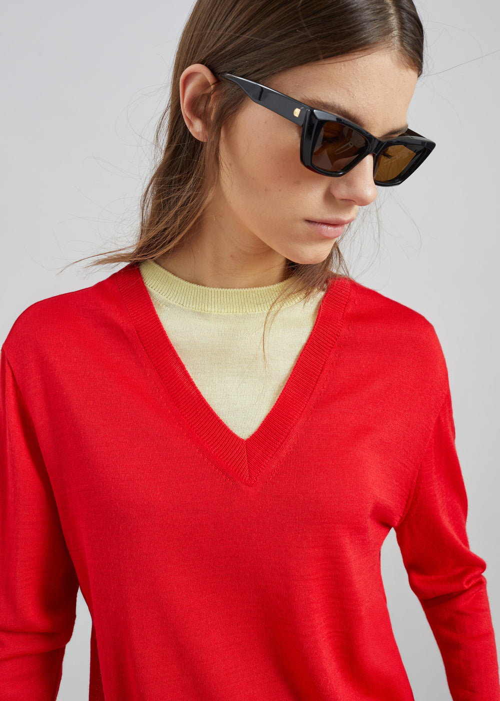 Vernon Layered Knit Pullover - Red - 1