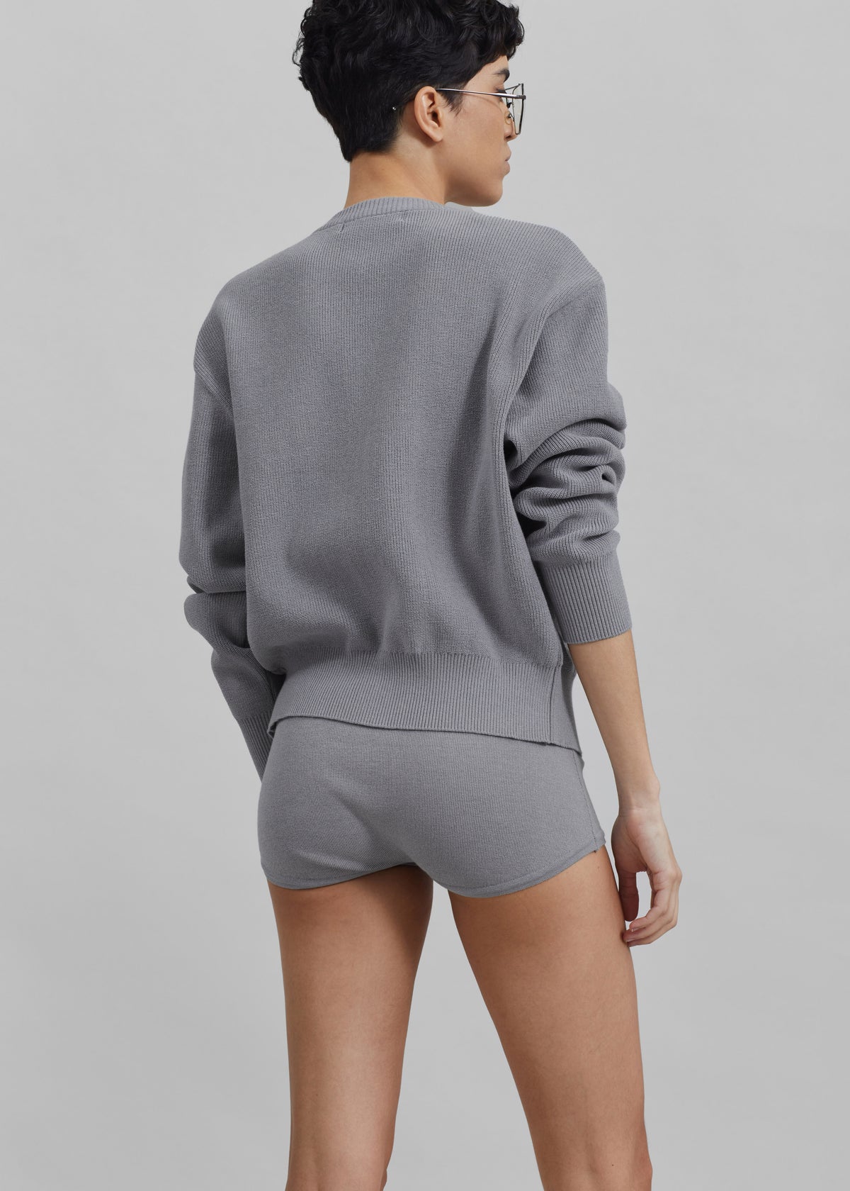 Veronica Mini Knit Shorts - Grey - 11