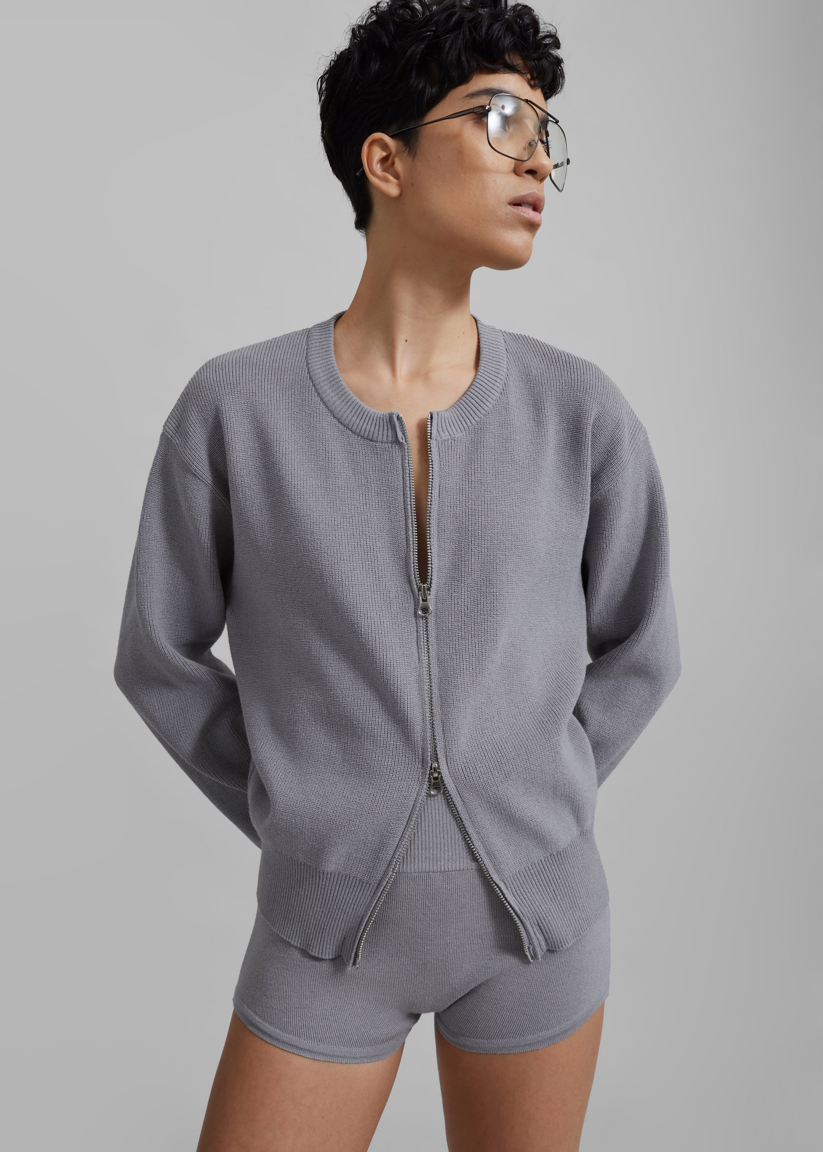 Veronica Zip-Up Cardigan - Grey - 12