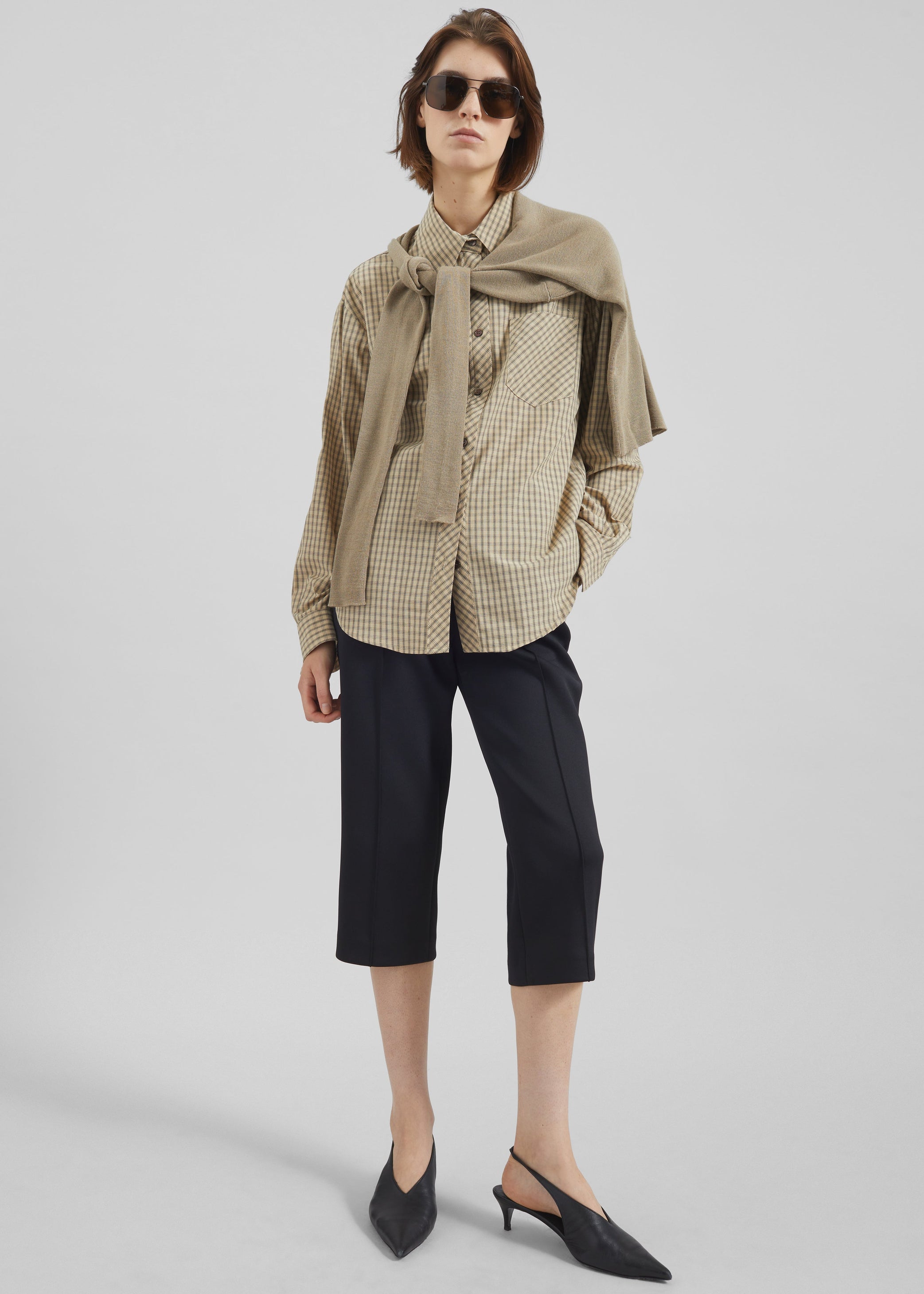 Shop the look image for Vesta Cotton Shirt - Beige Plaid