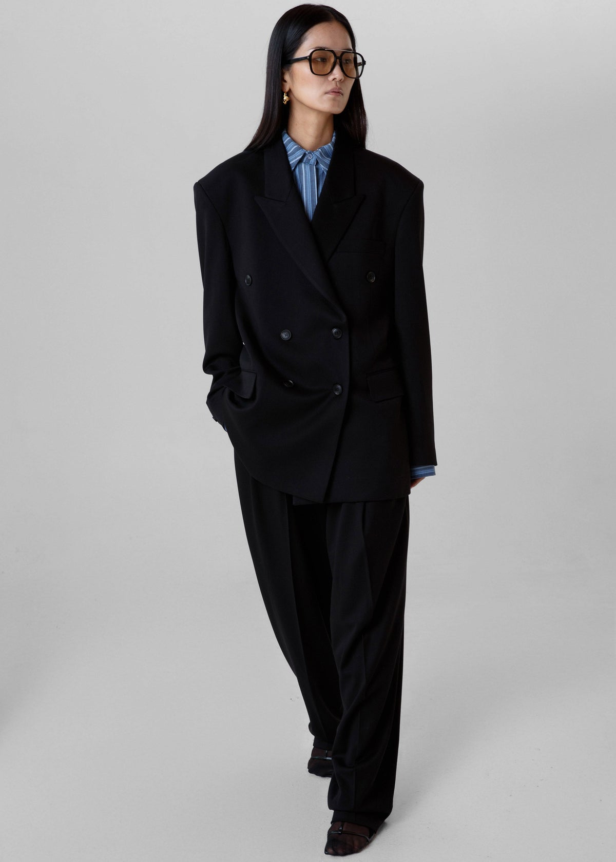 Vester Double-Breasted Blazer - Black - 4