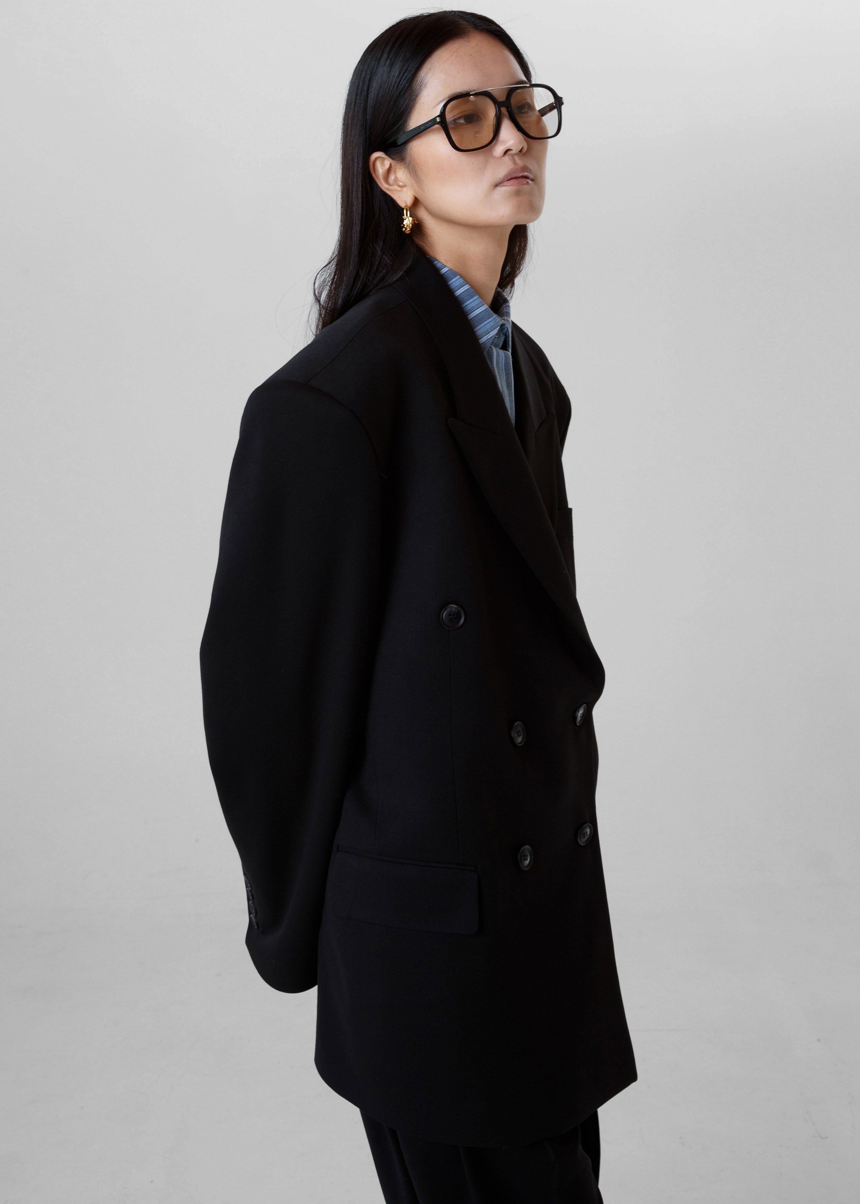 Vester Double-Breasted Blazer - Black - 7