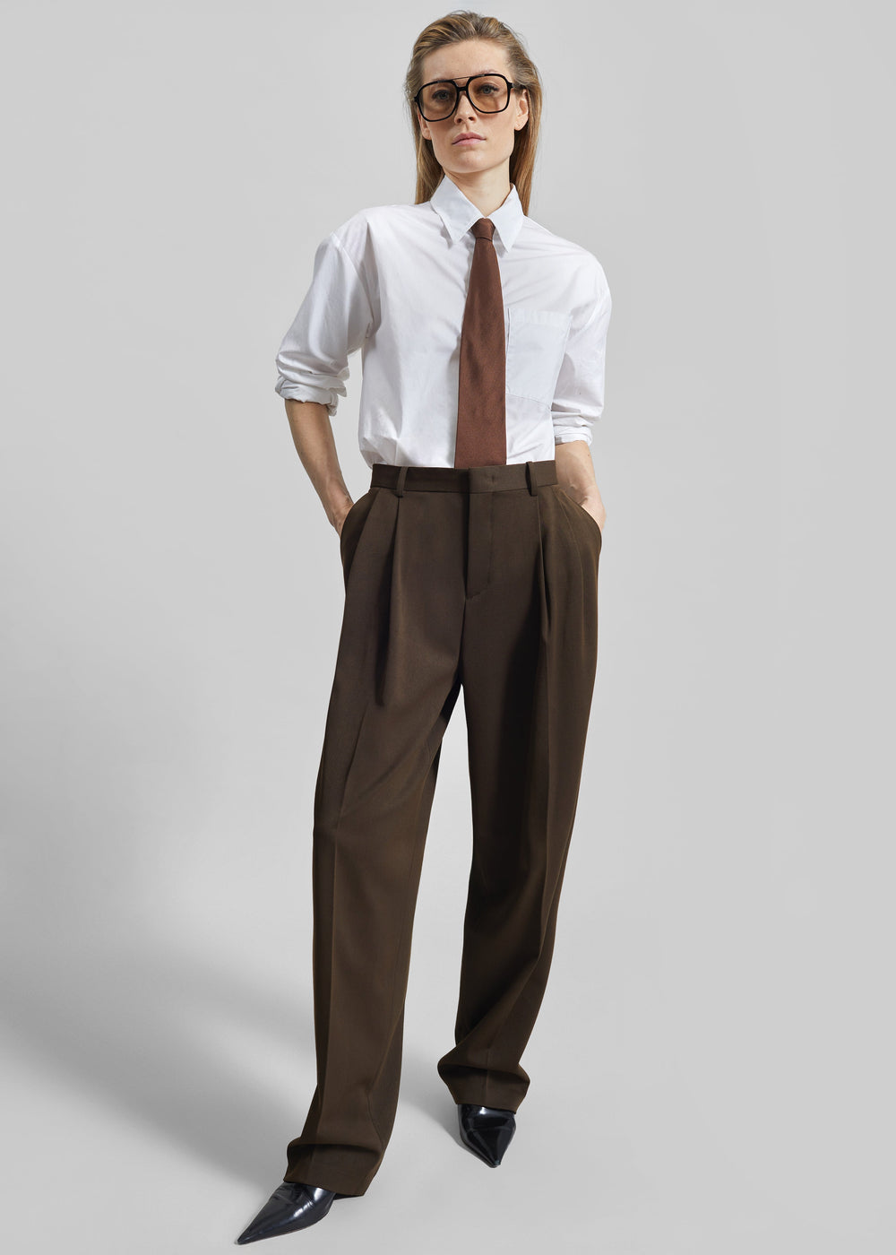 Vester Pleated Trousers - Brown - 1