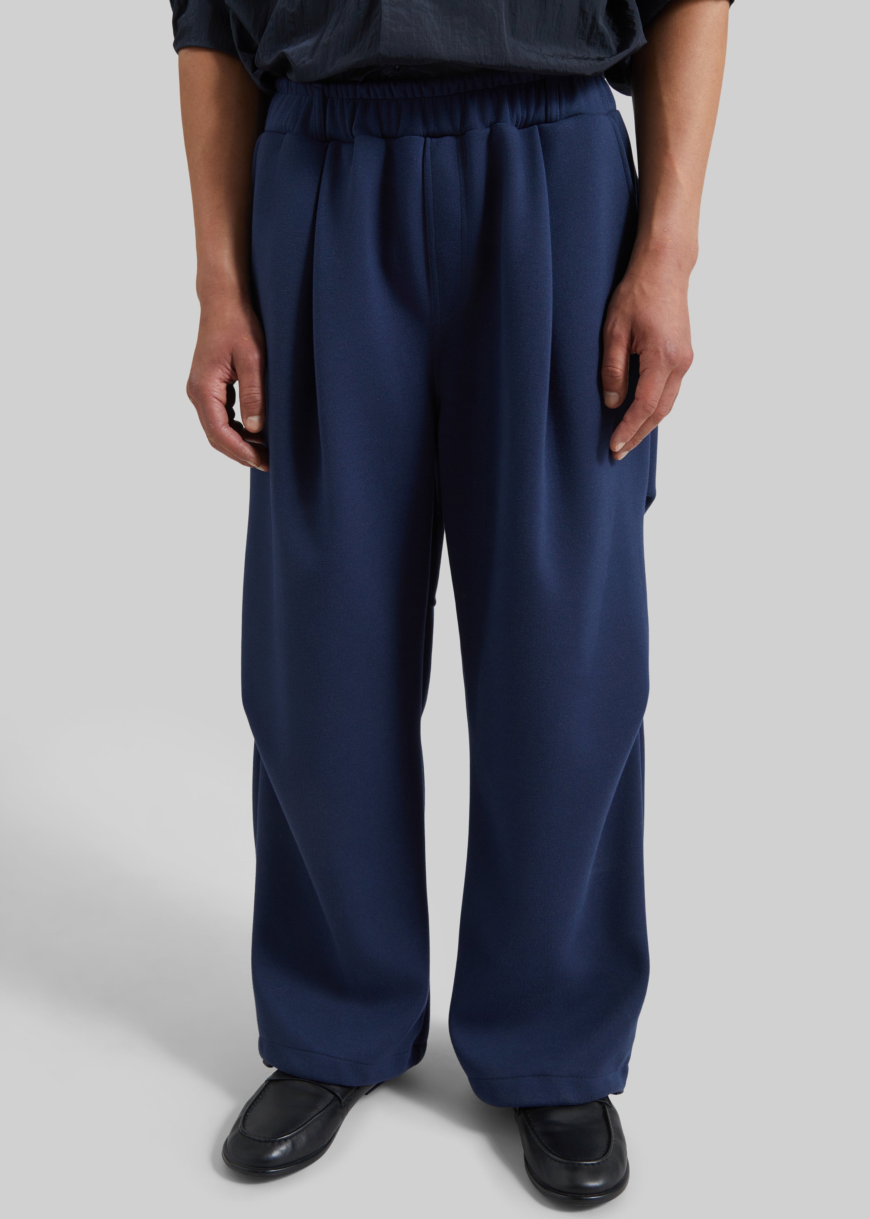 Vetigny Drawstring Pleated Sweatpants - Navy - 4