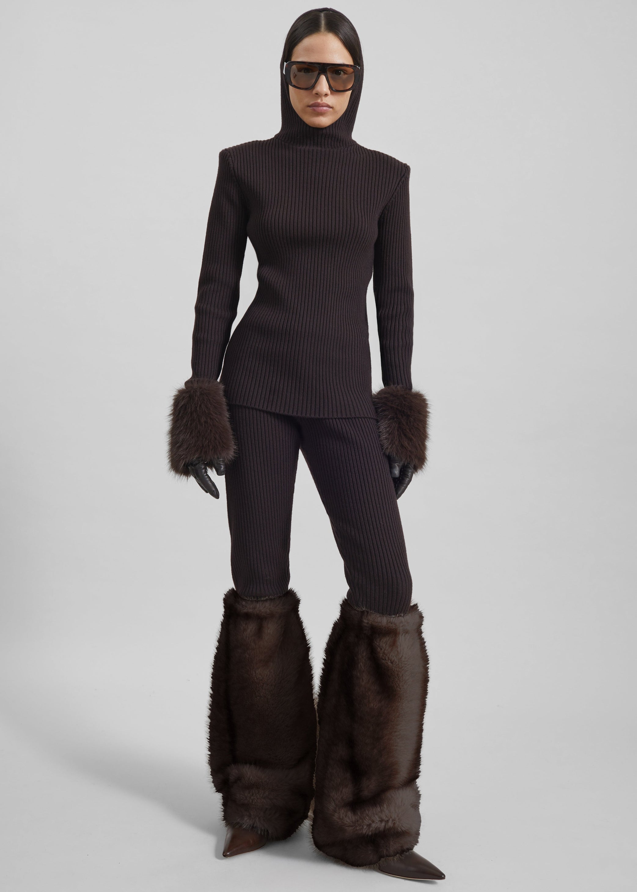 Shop the look image for Vetta Faux Fur Leg Warmers - Brown Melange