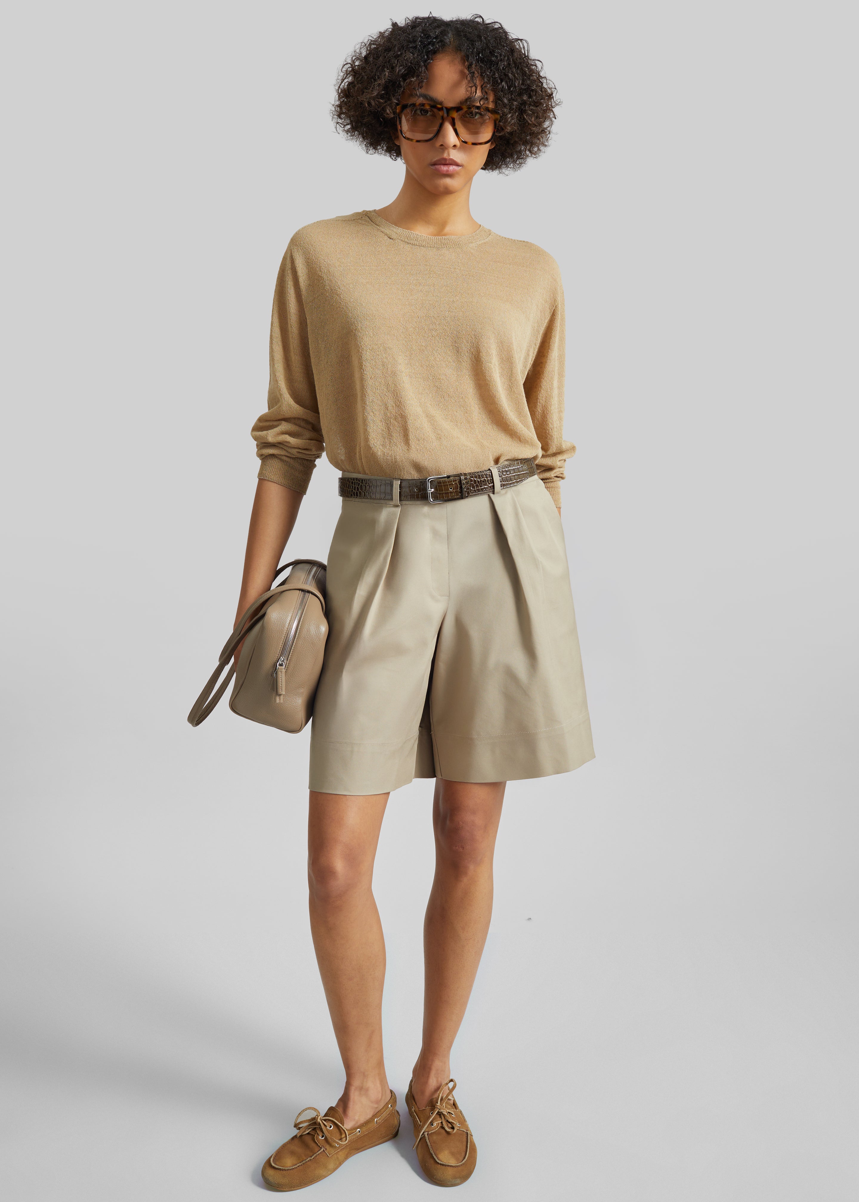Veyra Adjustable Cuff Shorts - Beige - 5