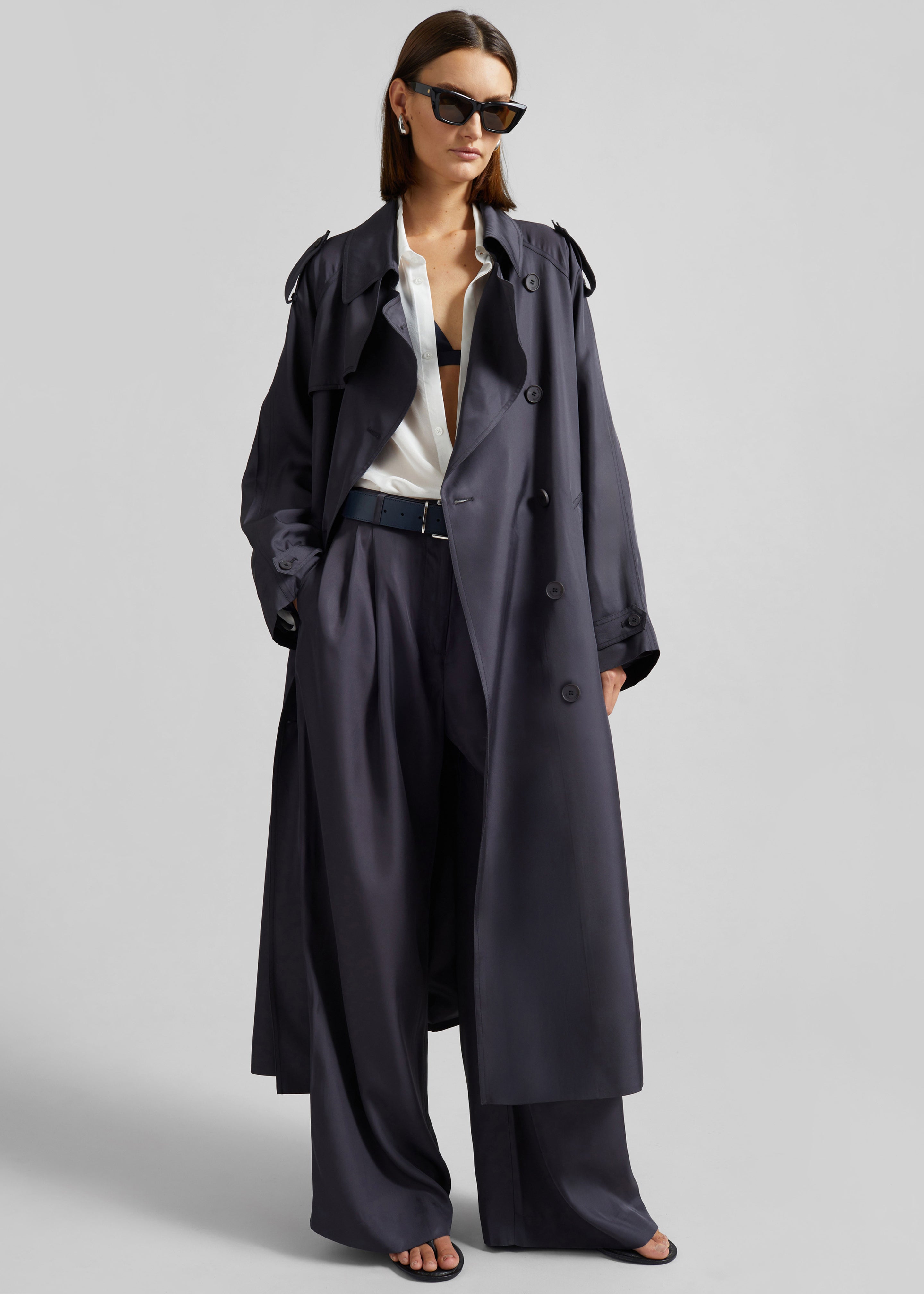 Veyron Silk Trench - Storm Grey – The Frankie Shop Europe