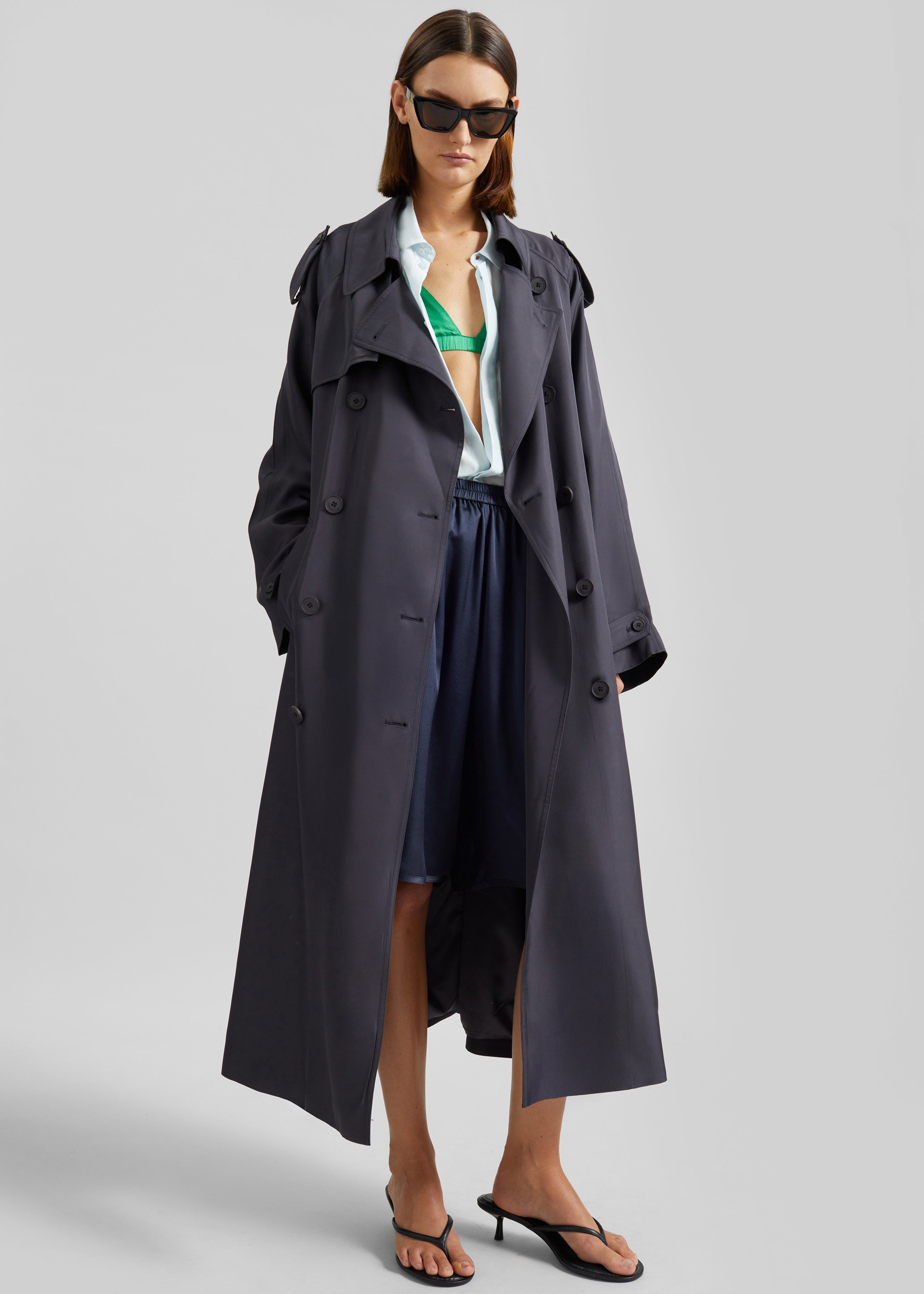 Veyron Silk Trench - Storm Grey – The Frankie Shop Europe