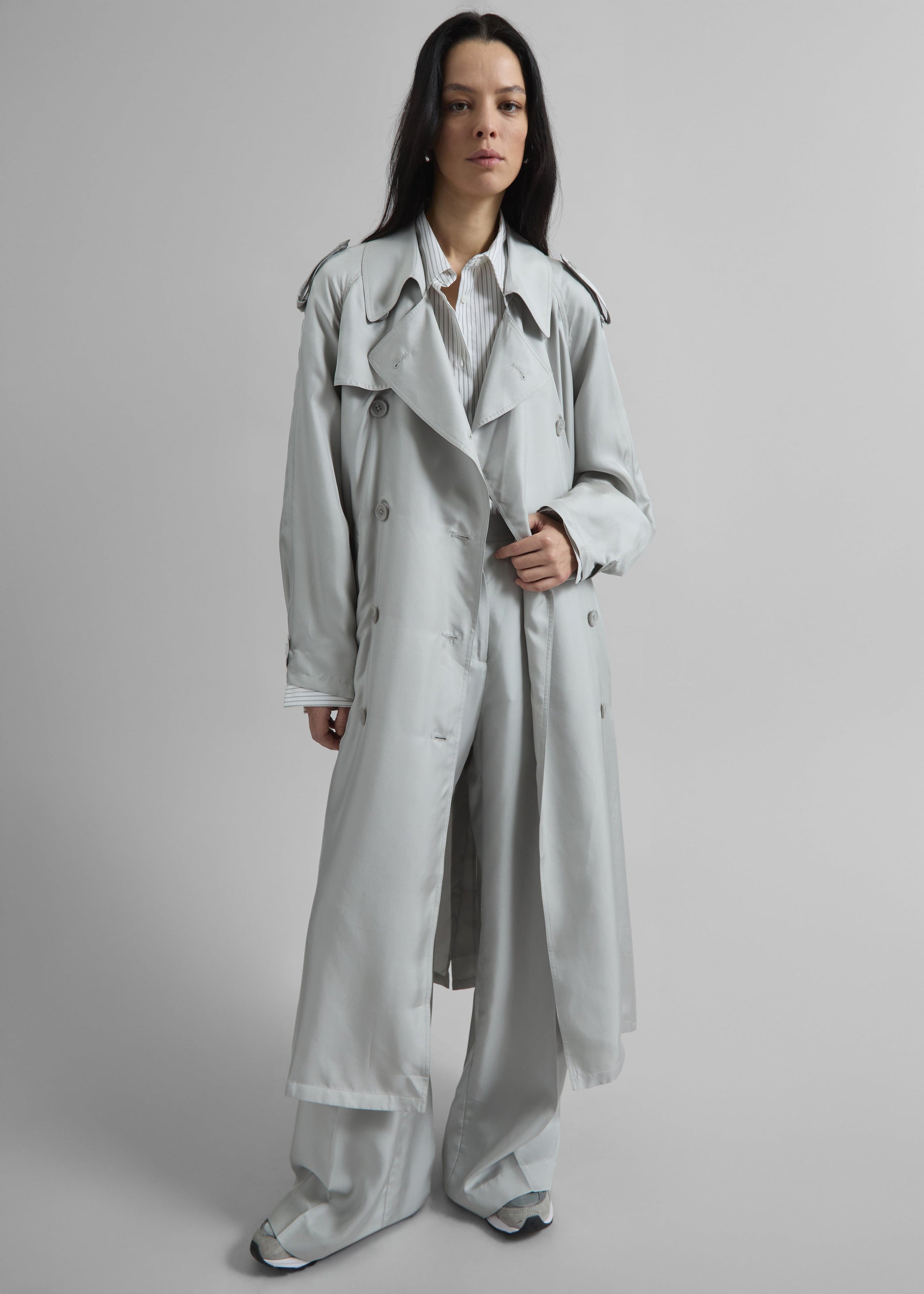 Shop the look image for Veyron Silk Trench - Grey