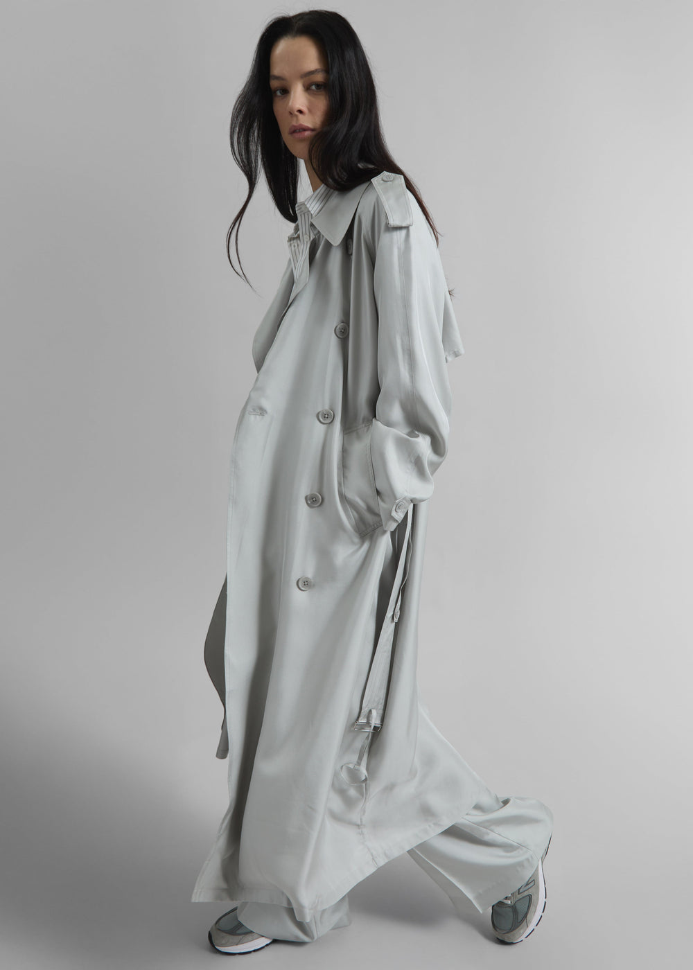 Veyron Silk Trench - Grey - 1