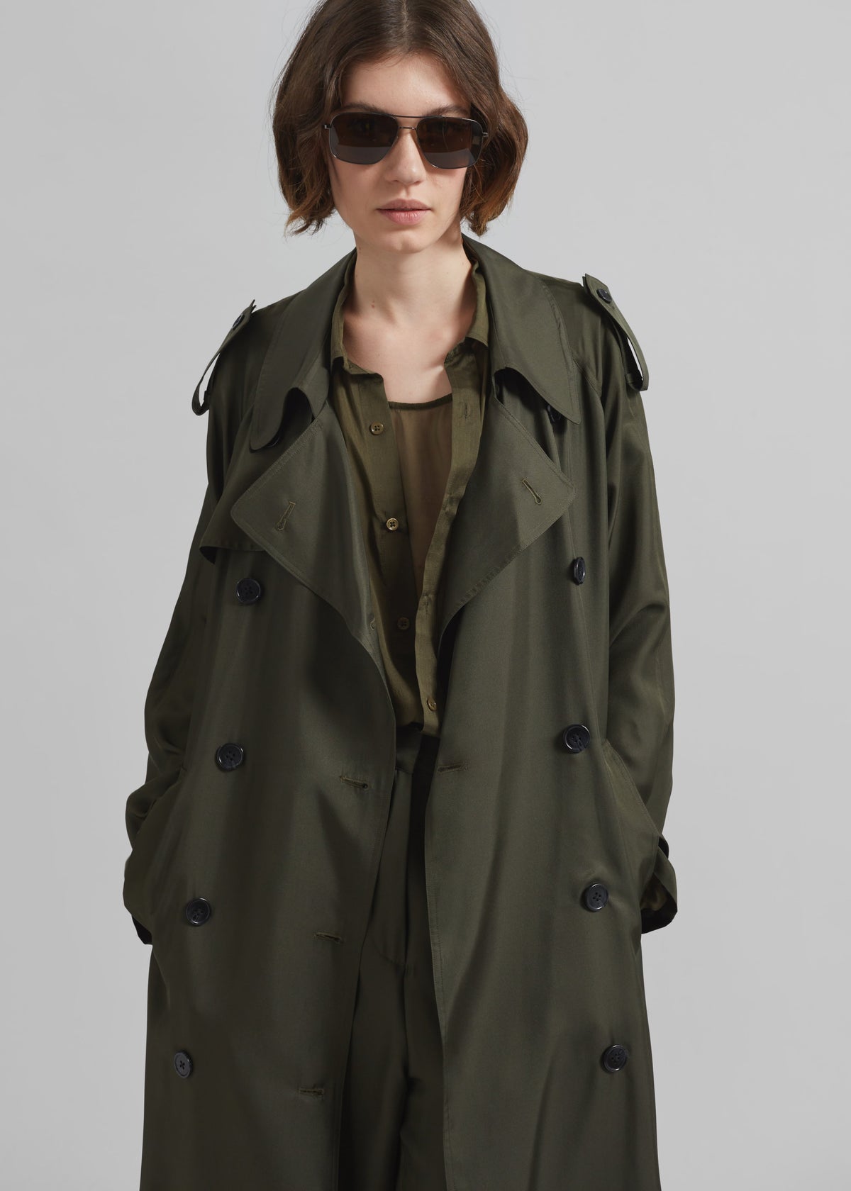 Veyron Silk Trench - Khaki - 2