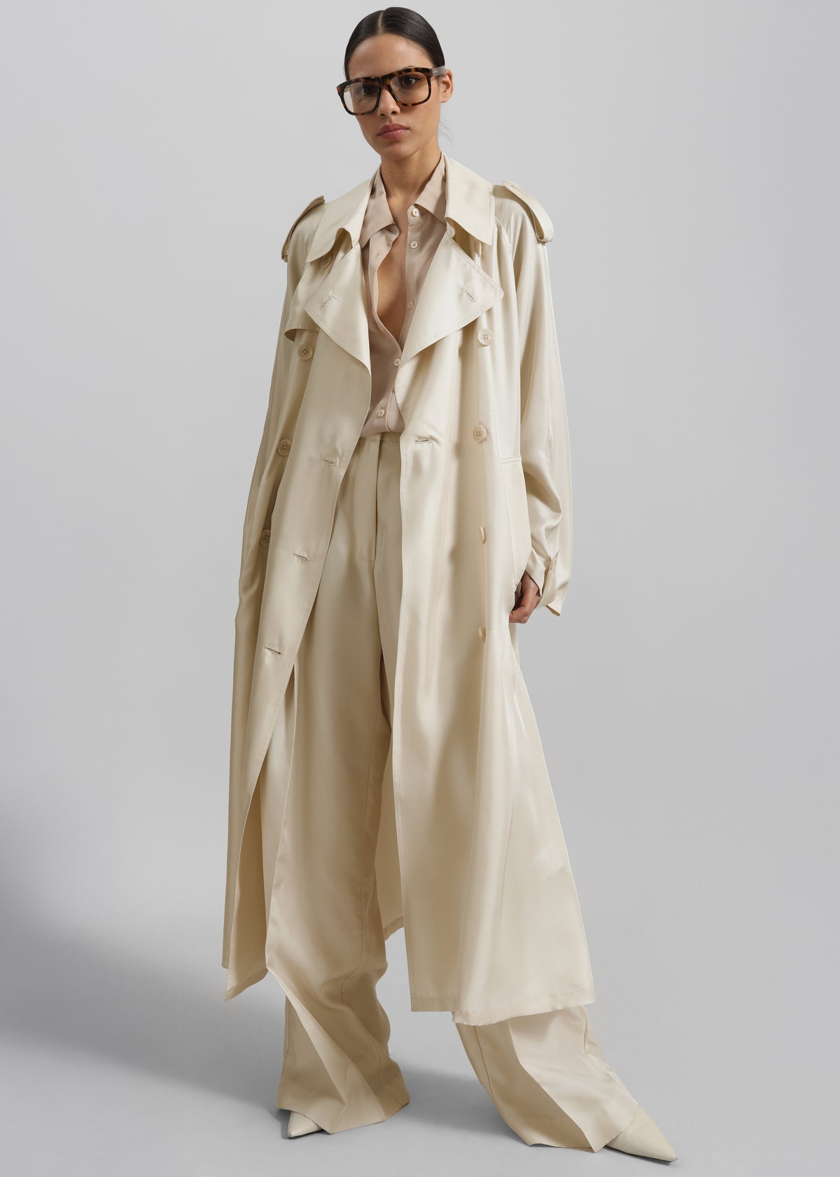 Veyron Silk Trench - Light Beige - 1