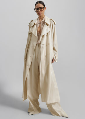 Veyron  Silk Trench - Light Beige