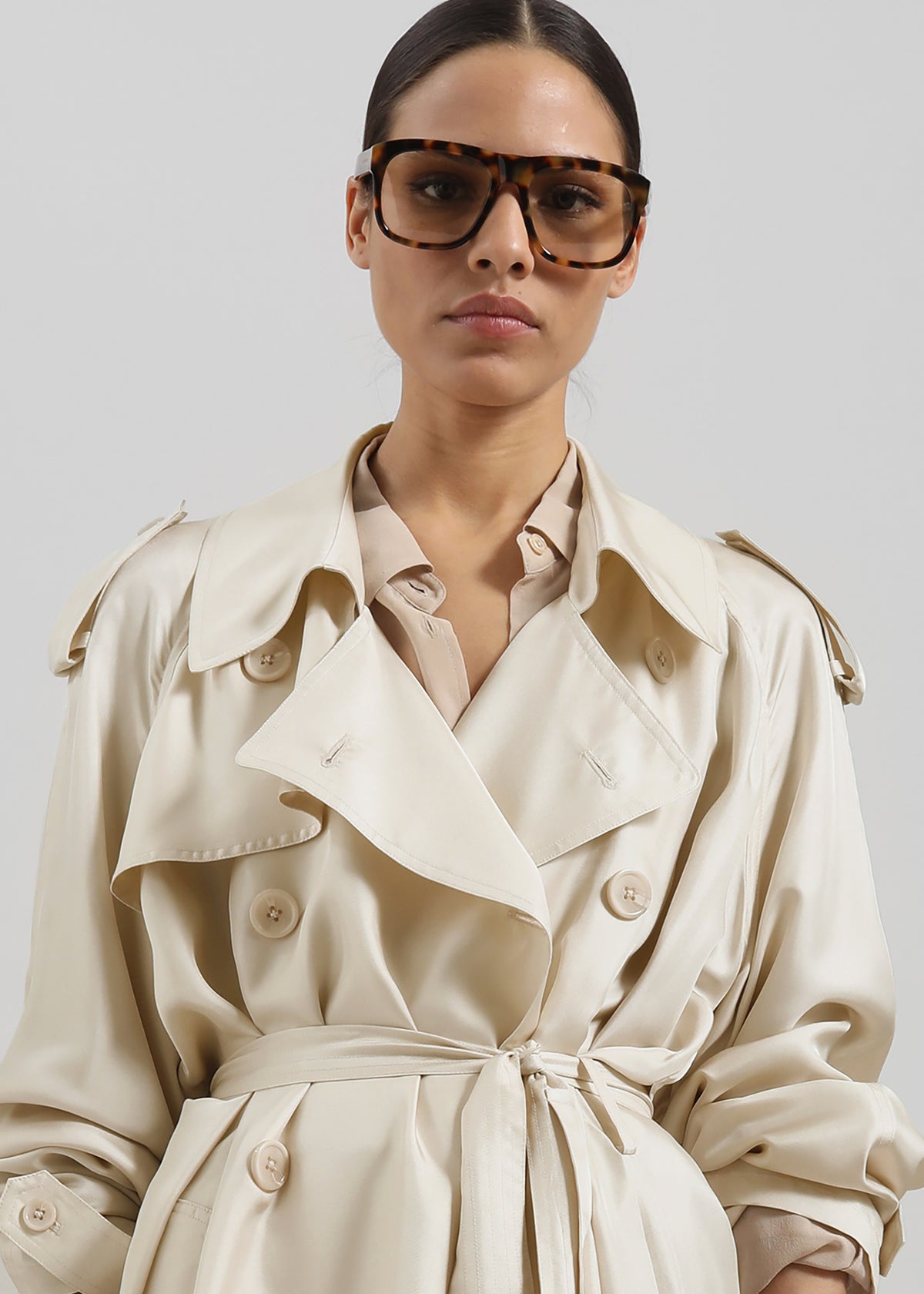 Veyron Silk Trench - Light Beige - 6
