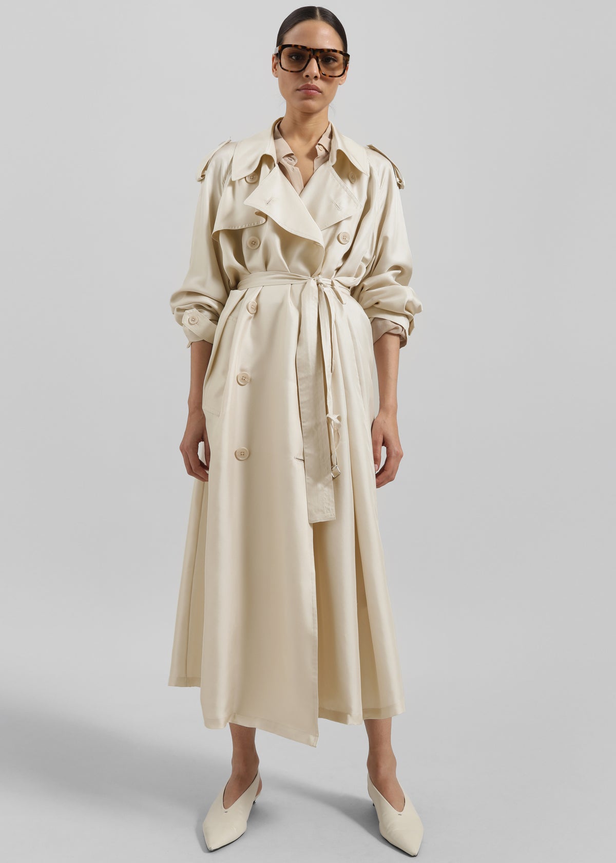 Veyron Silk Trench - Light Beige - 3