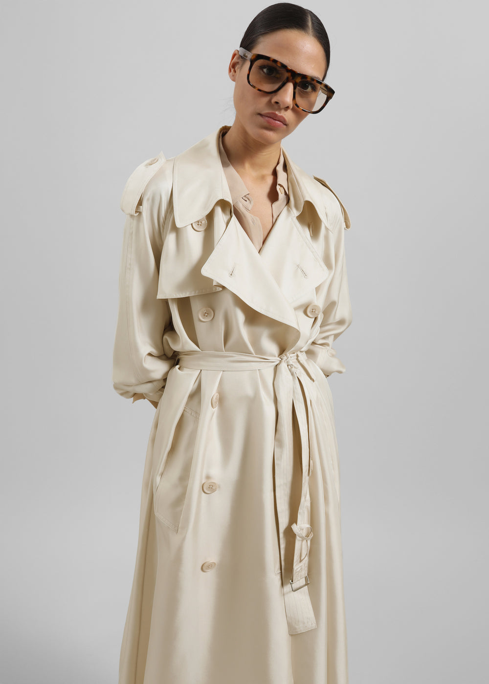 Veyron Silk Trench - Light Beige - 1