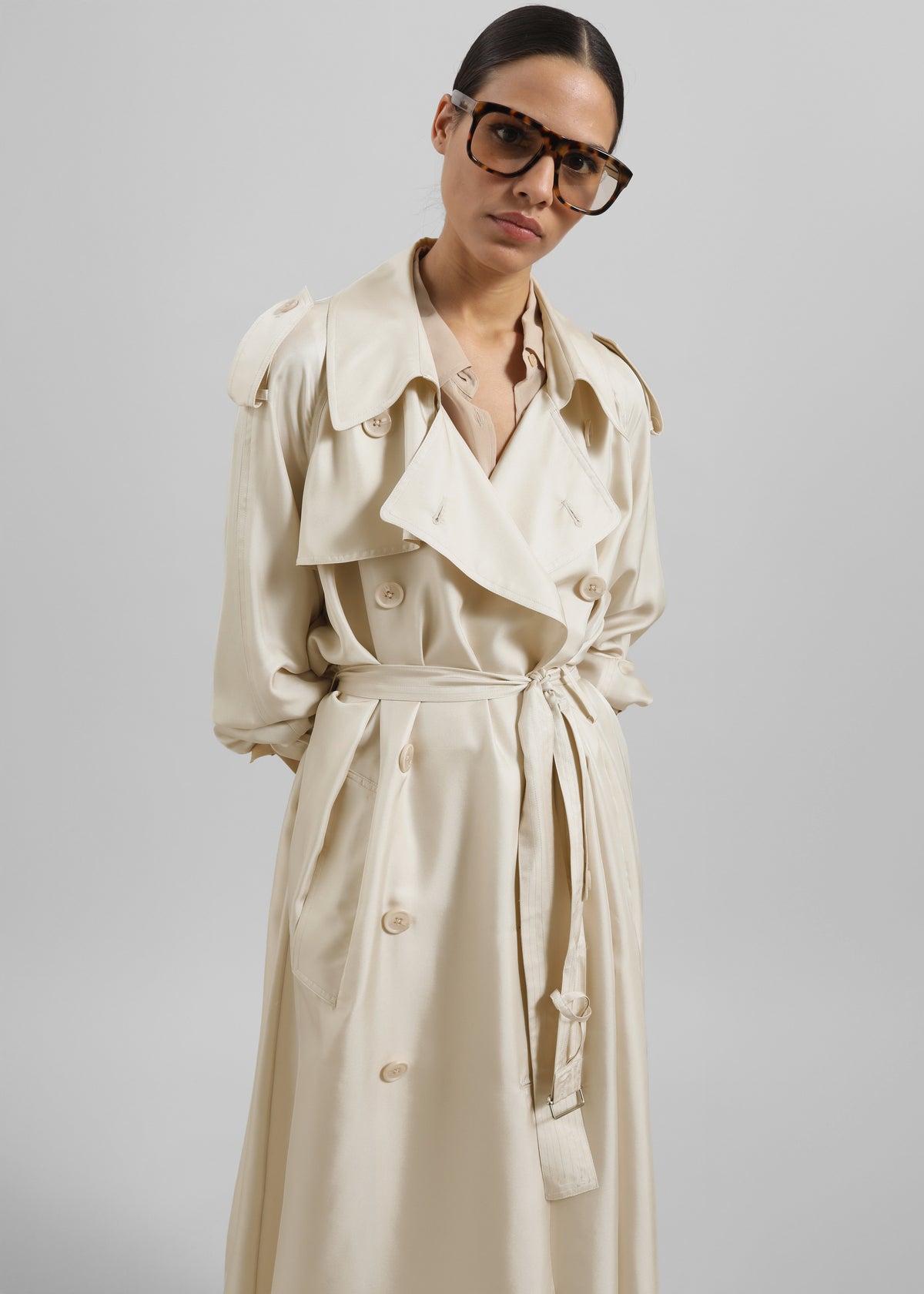 Veyron Silk Trench - Light Beige - 2