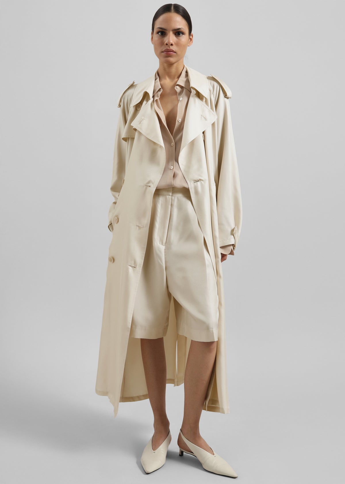Veyron Silk Trench - Light Beige - 5