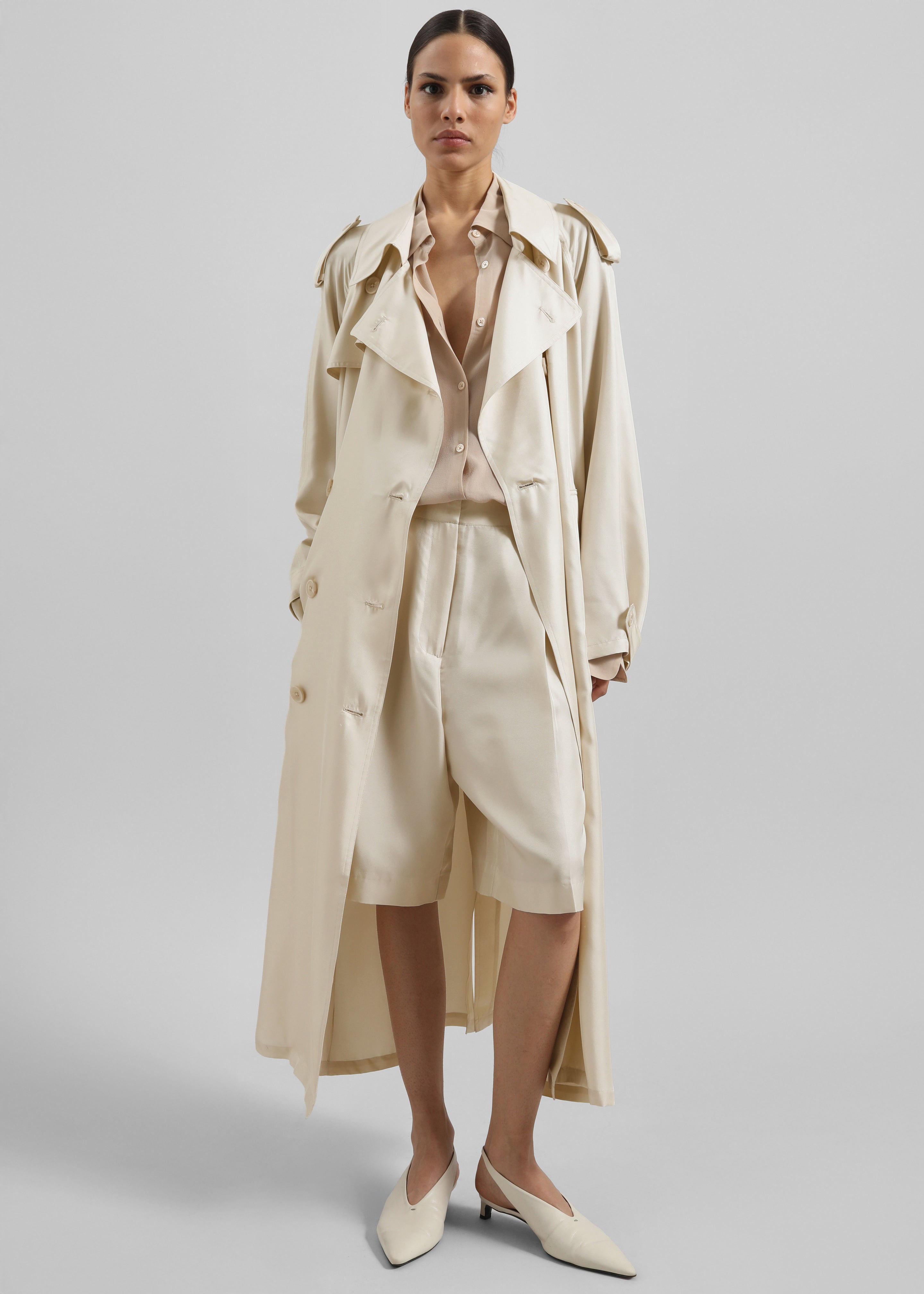 Veyron Silk Trench - Light Beige - 5