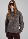 Vezia Chunky Knit Sweater - Brown Melange