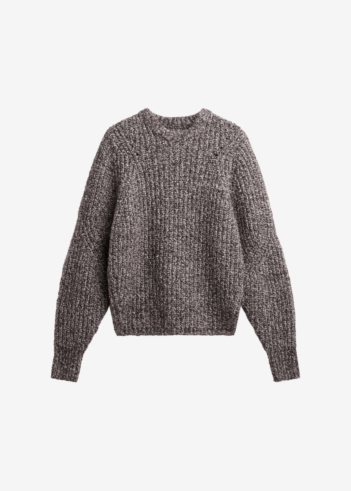 Vezia Chunky Knit Sweater - Brown Melange - 7