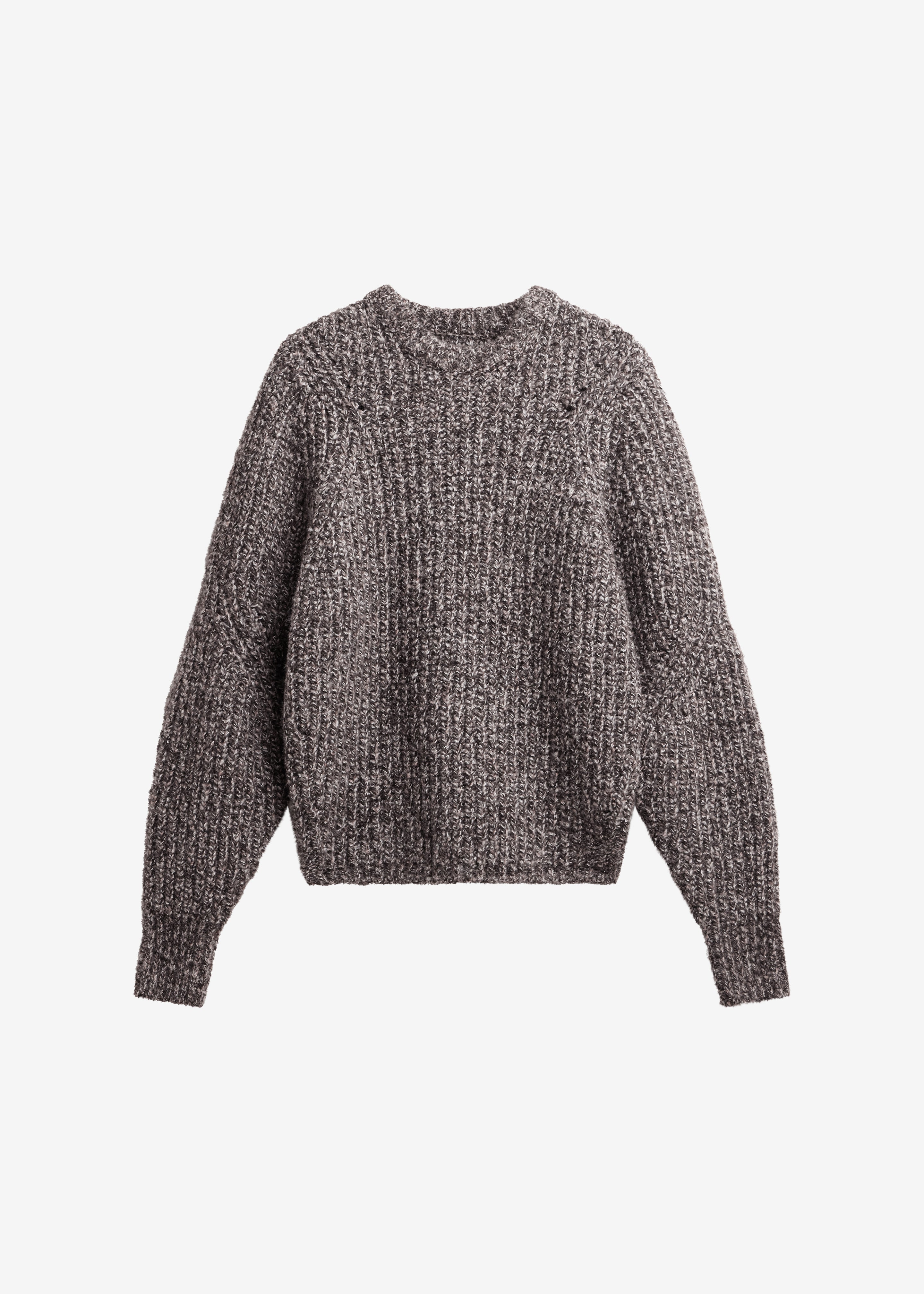 Vezia Chunky Knit Sweater - Brown Melange - 7