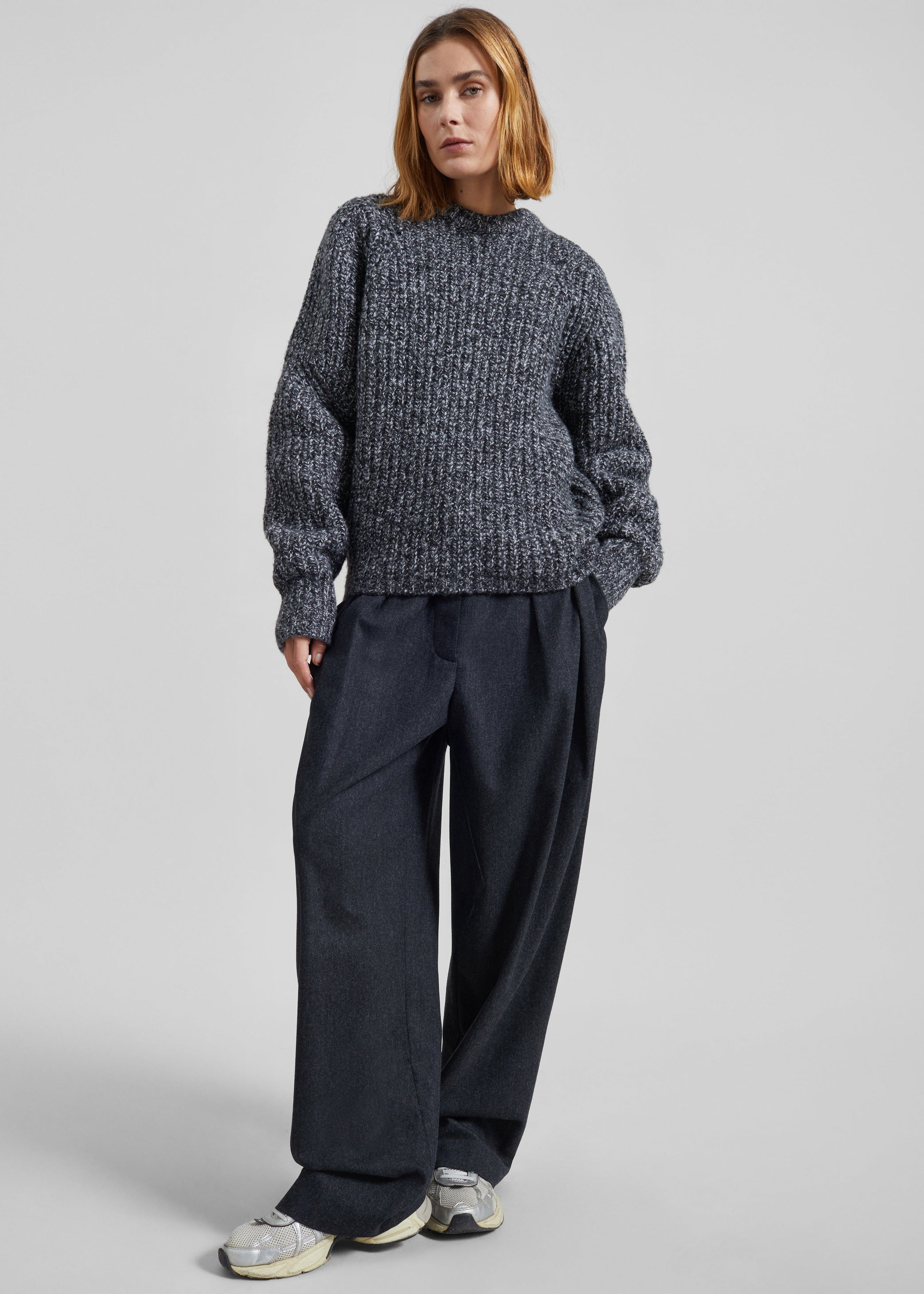 Shop the look image for Vezia Chunky Knit Sweater - Dark Grey Melange