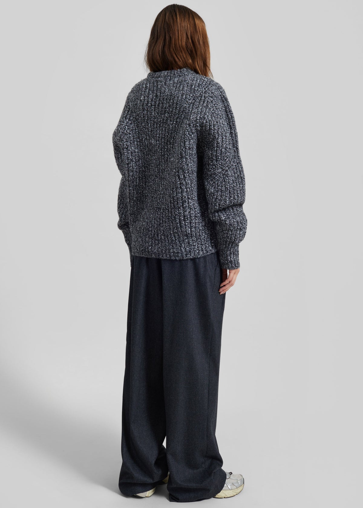 Vezia Chunky Knit Sweater - Dark Grey Melange - 7