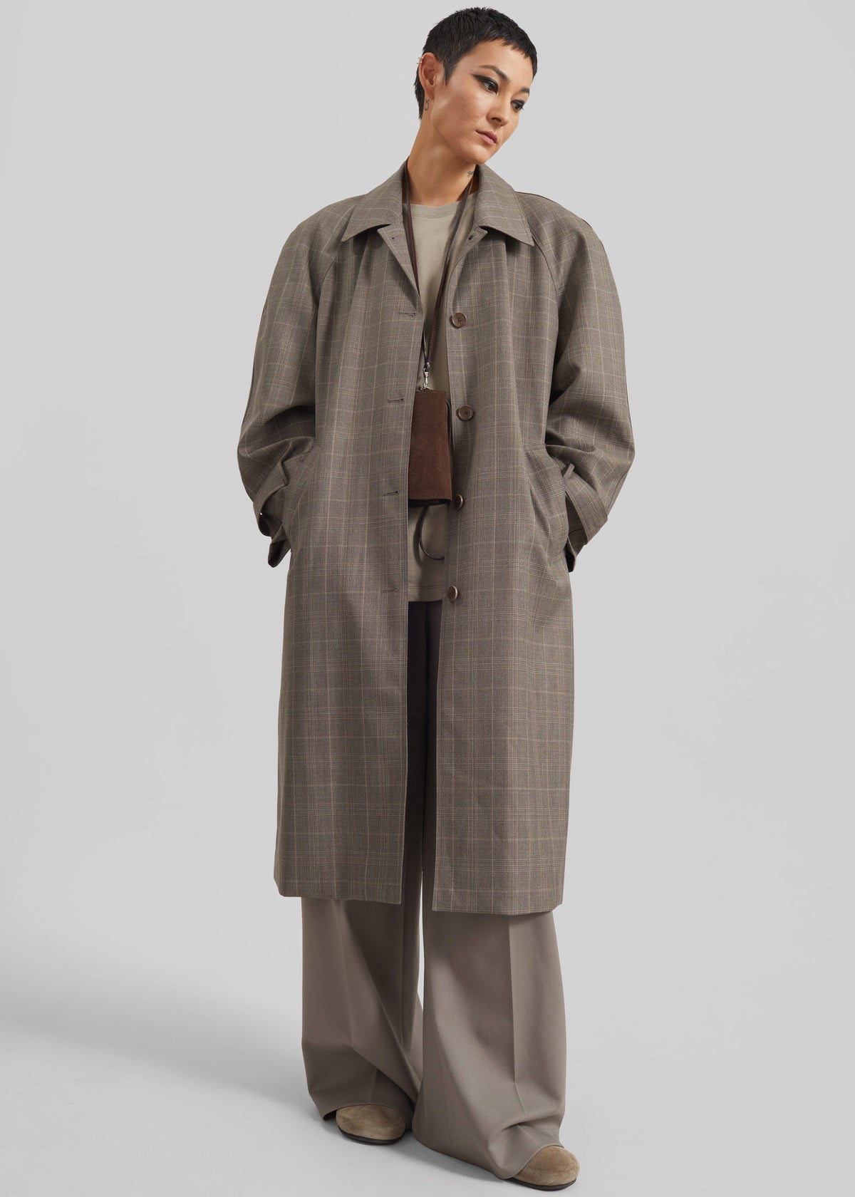 Viana Trench Coat - Brown Glen Plaid - 5