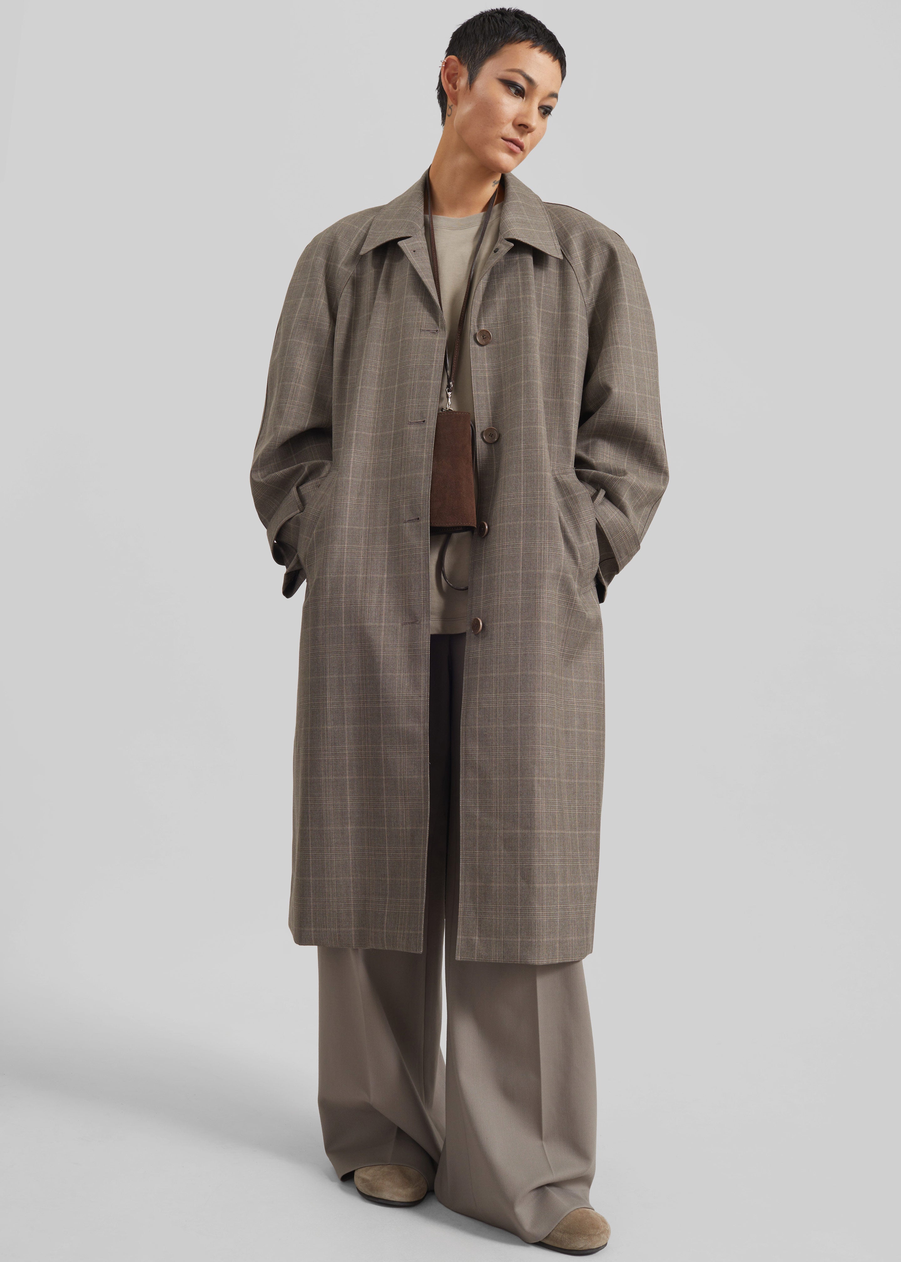 Viana Trench Coat - Brown Glen Plaid - 5