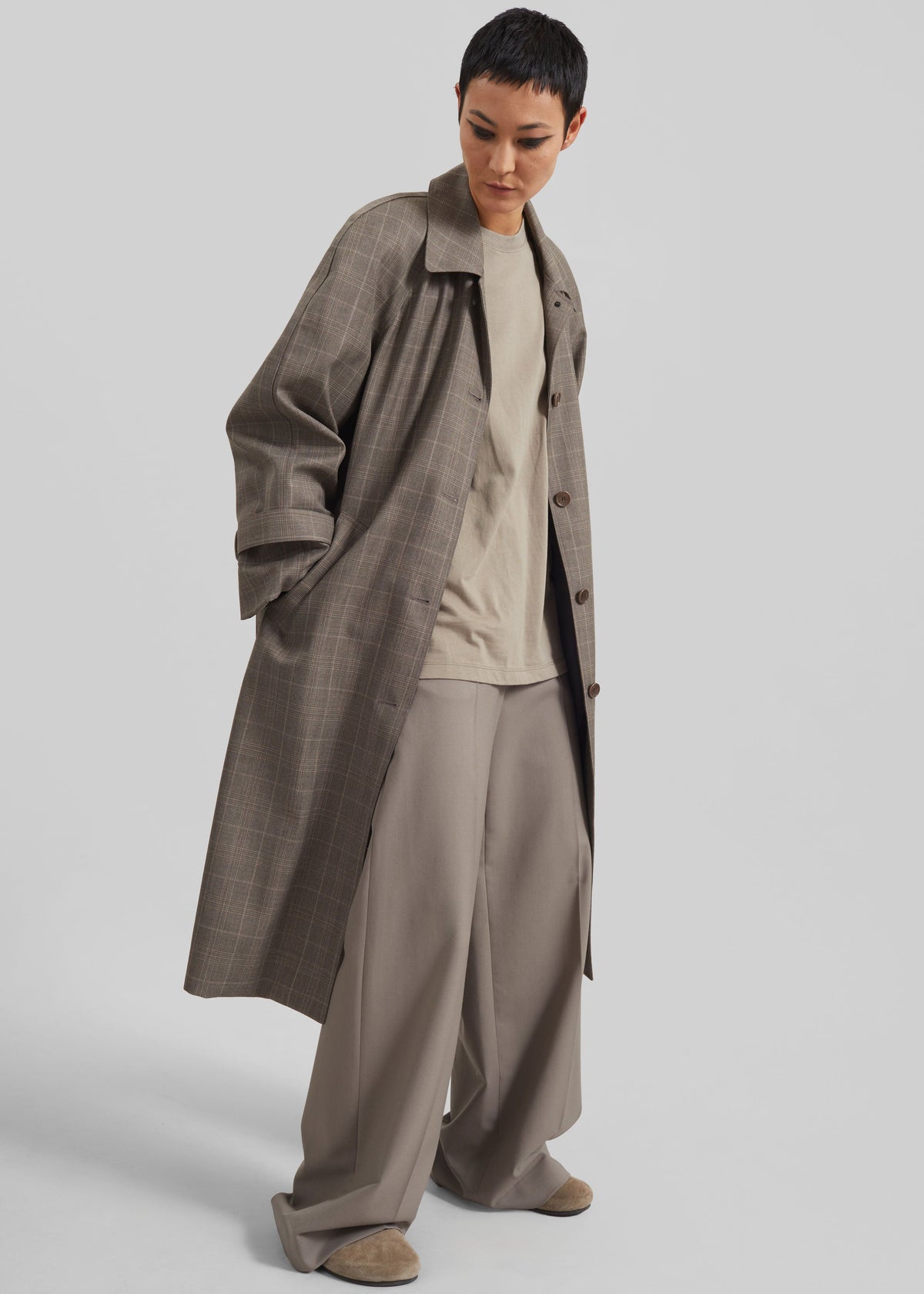 Viana Trench Coat - Brown Glen Plaid - 3