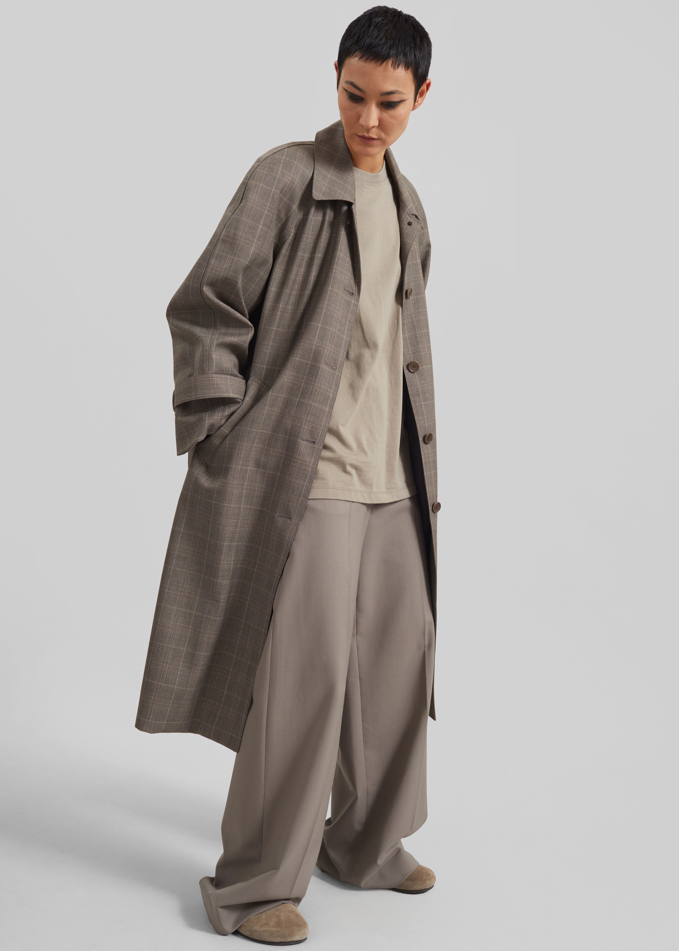 Viana Trench Coat - Brown Glen Plaid - 3