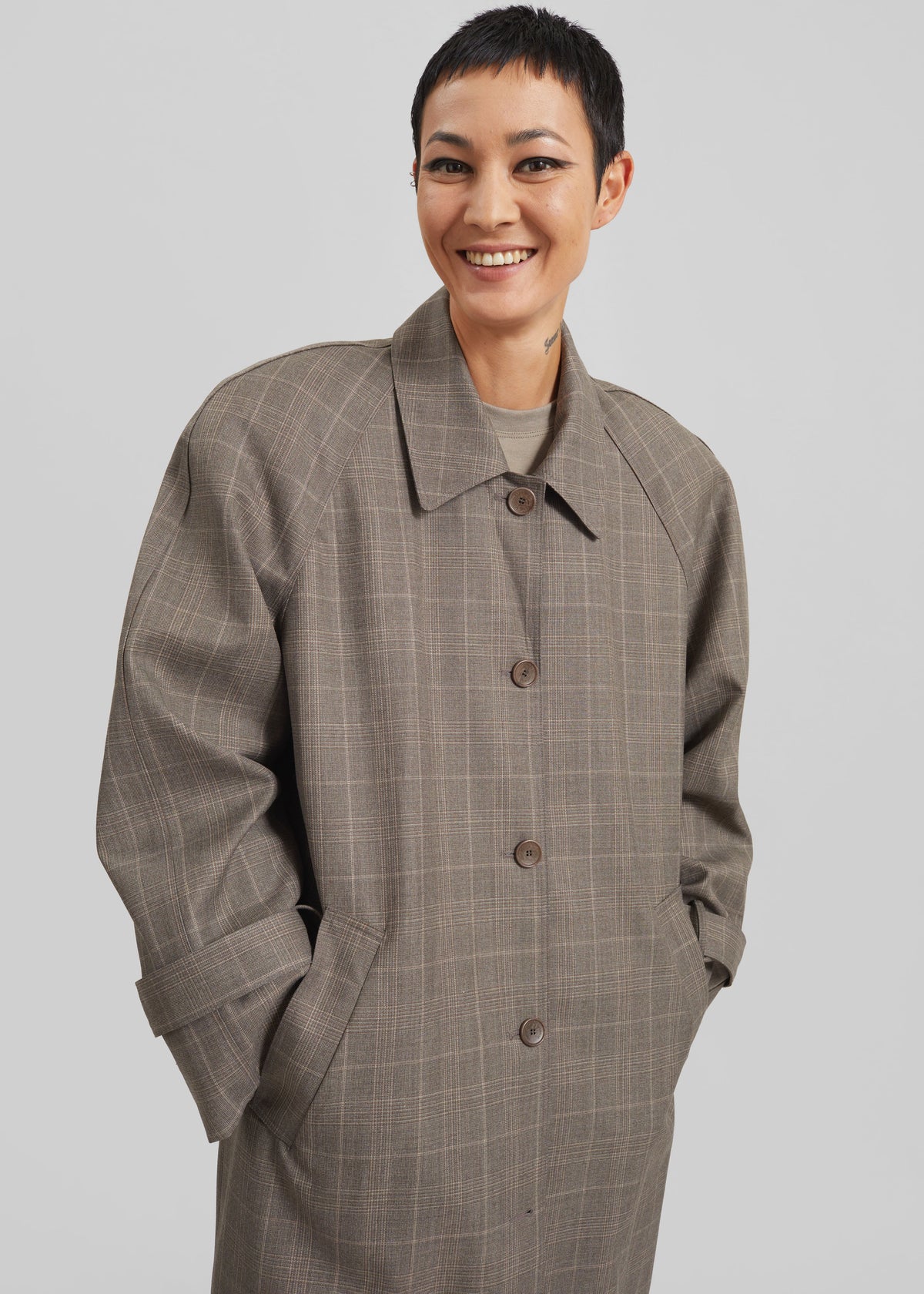 Viana Trench Coat - Brown Glen Plaid - 4