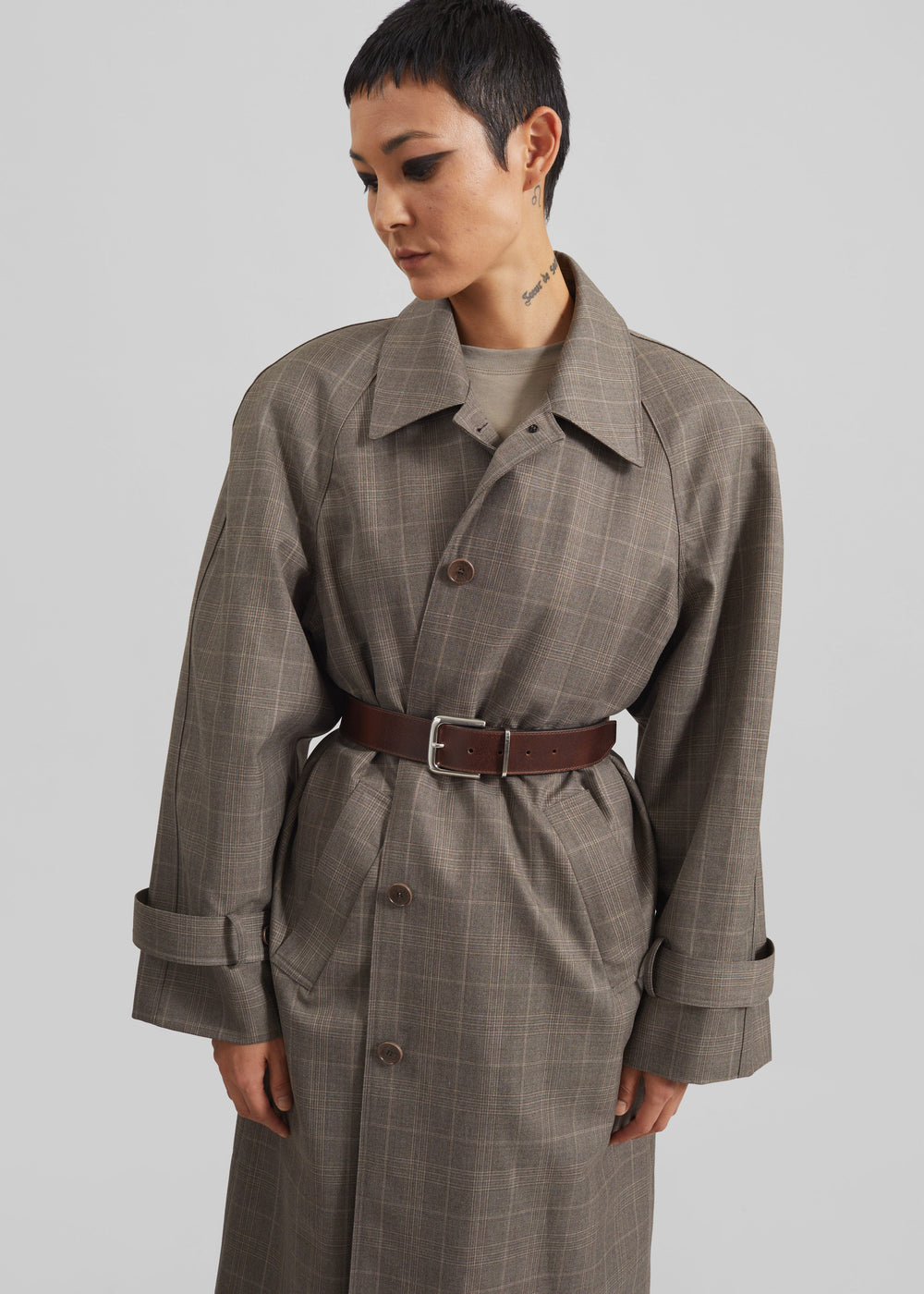 Viana Trench Coat - Brown Glen Plaid