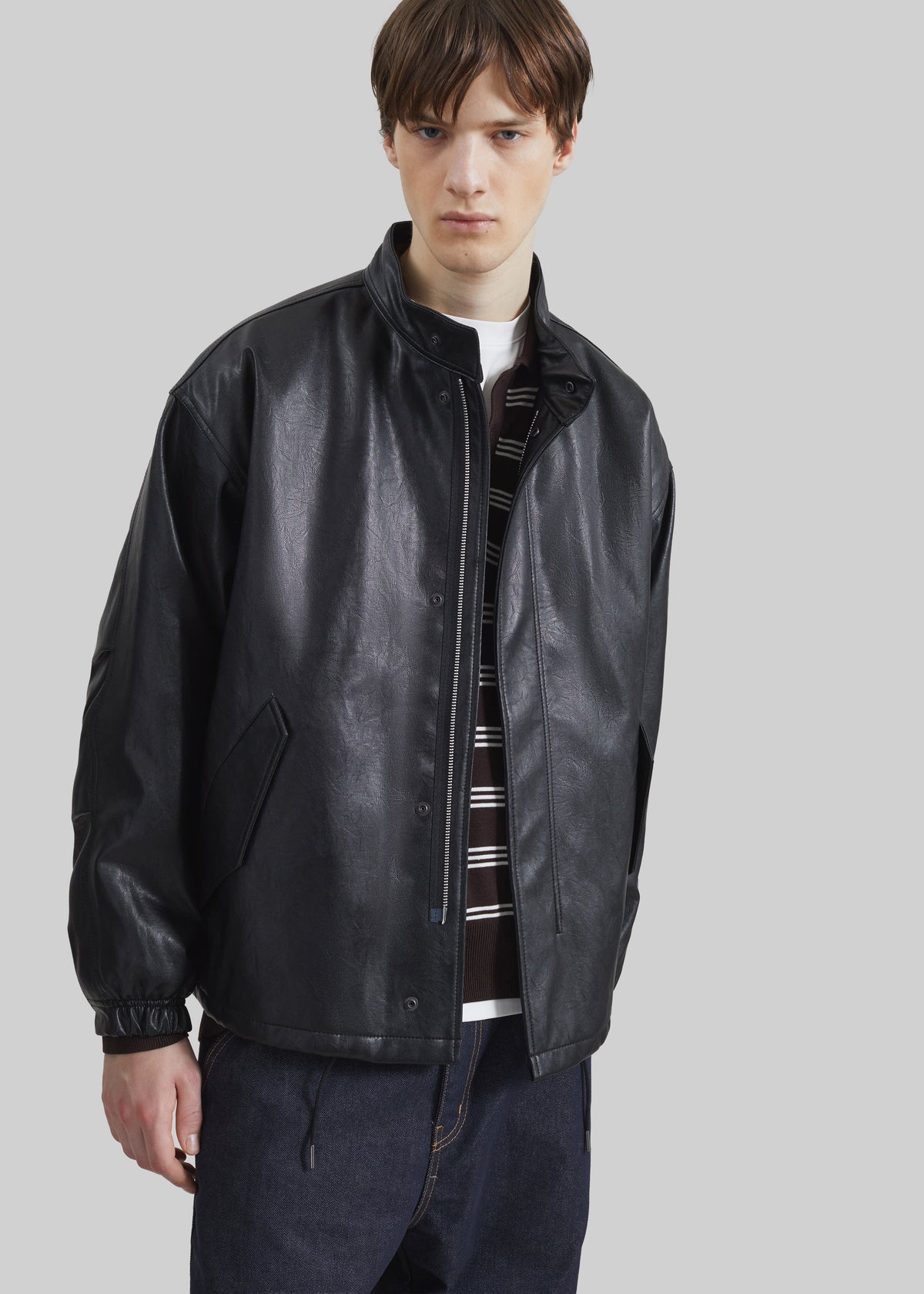 Viborg Faux Leather Jacket - Black - 6